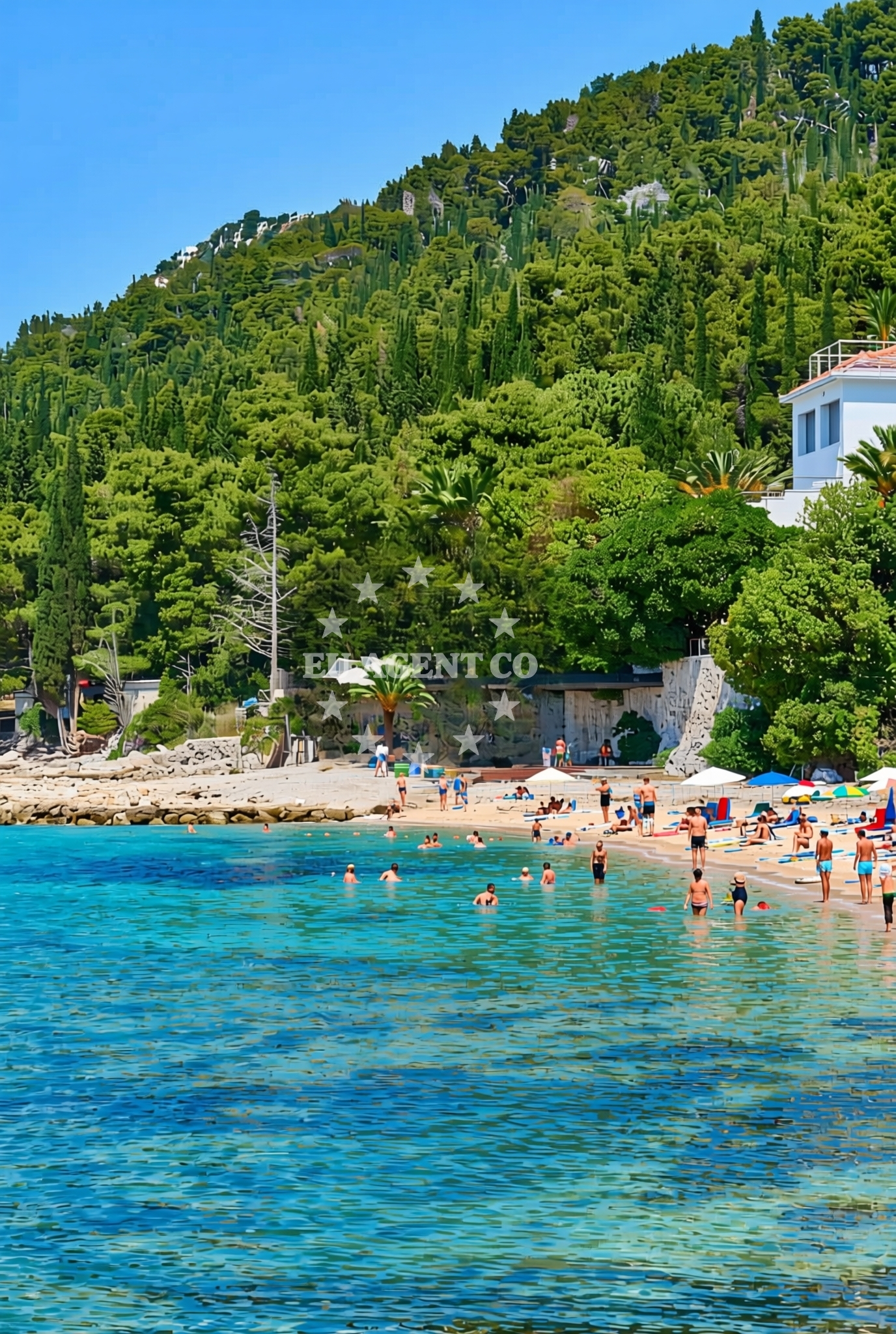 Shoreline and swimming area at Pod Gospu istok, Orebić Beach in Pod Gospu istok
