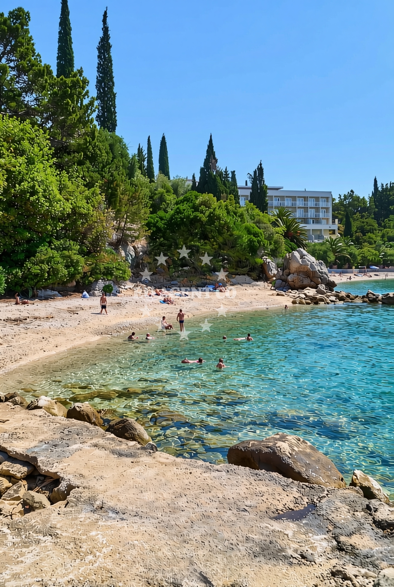 Beach facilities and surroundings at Pod Gospu istok, Orebić Beach in Pod Gospu istok