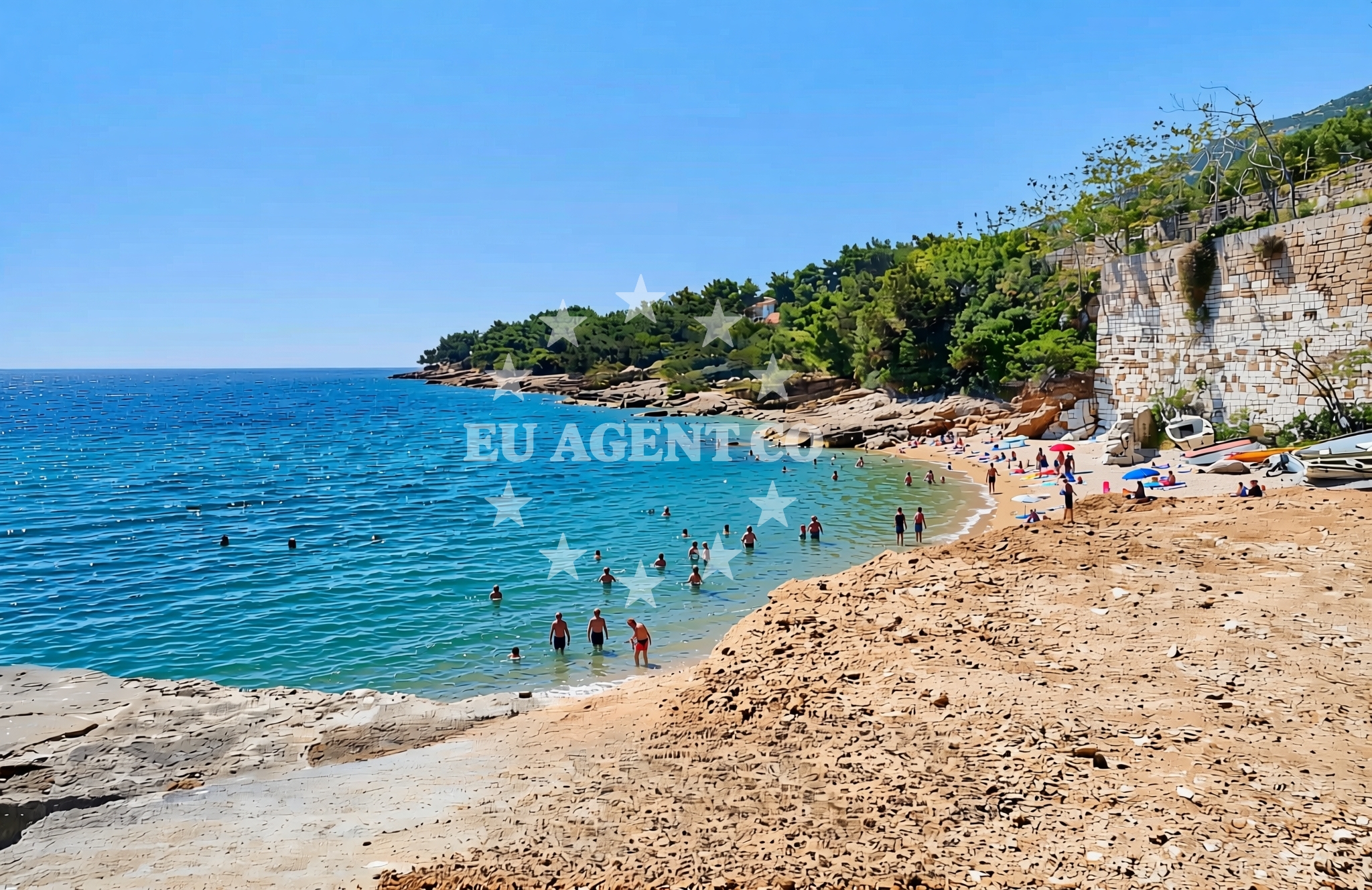 Shoreline and swimming area at Pod konteju istok, Zavala (Jelsa) (Hvar) Beach in Pod konteju istok
