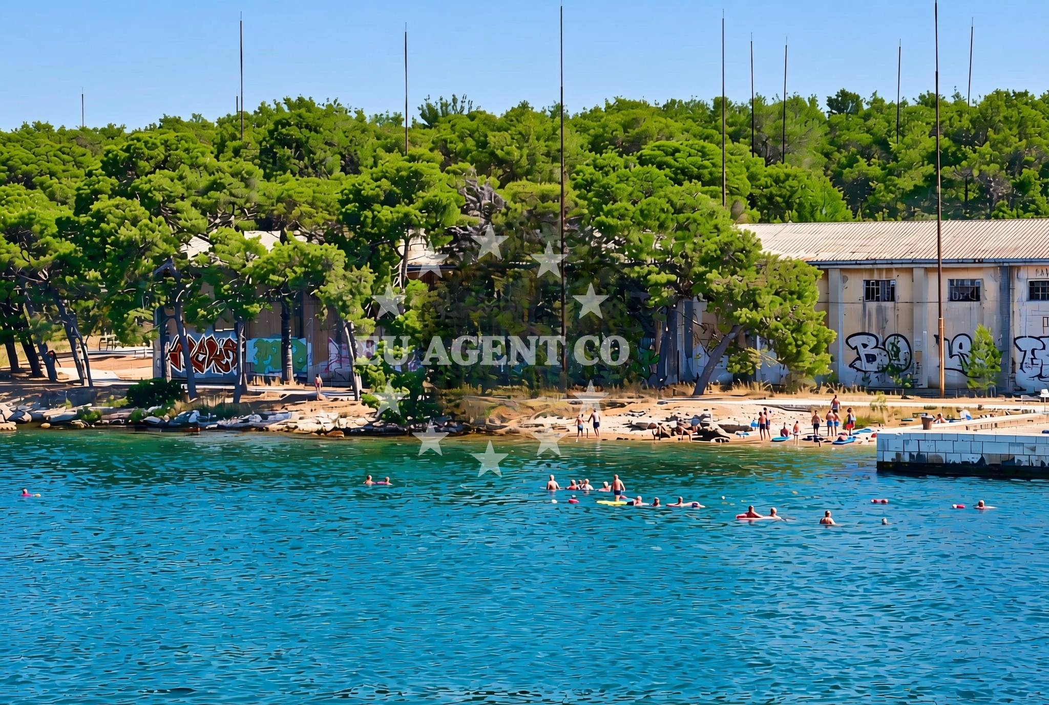 Shoreline and swimming area at Pod Škajom, Šibenik Beach in Pod Škajom