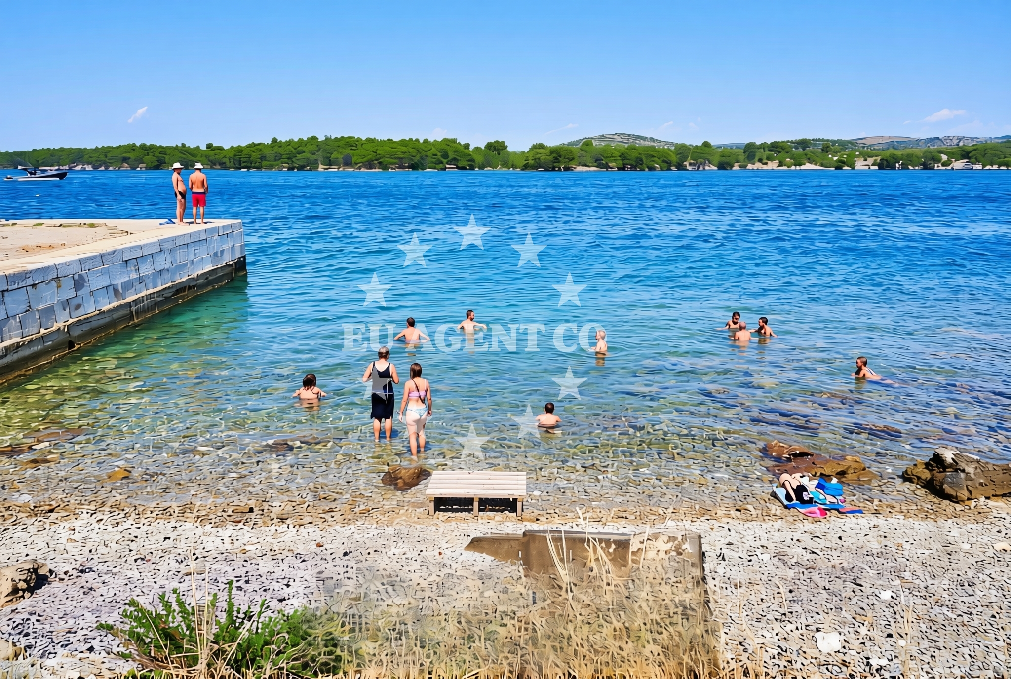Beach facilities and surroundings at Pod Škajom, Šibenik Beach in Pod Škajom
