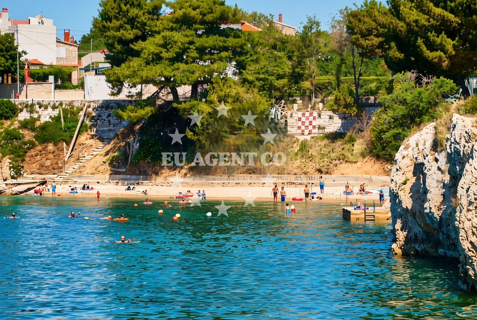 Sea and coastal view of Podbrig, Zadar Beach in Podbrig
