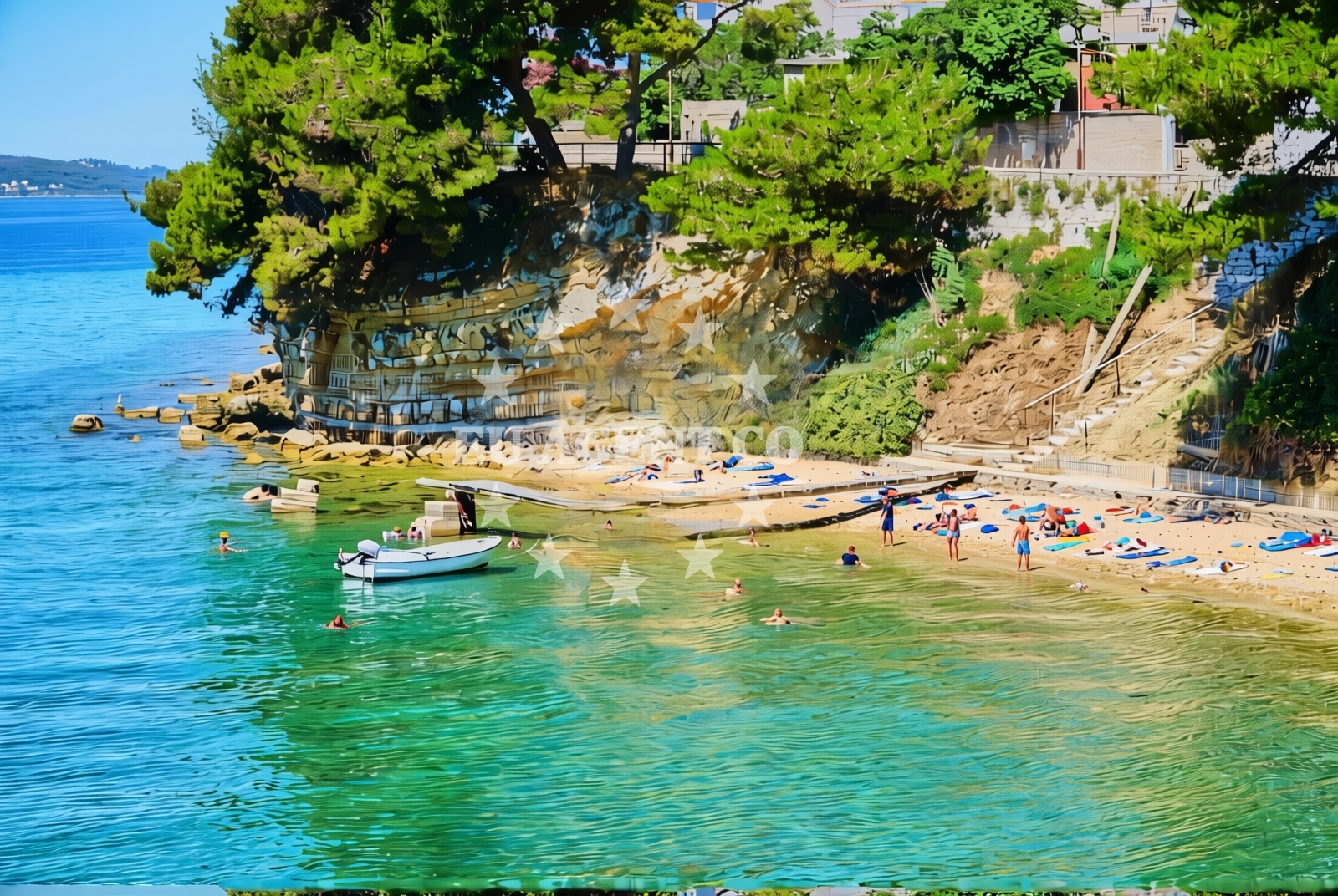 Beach facilities and surroundings at Podbrig, Zadar Beach in Podbrig