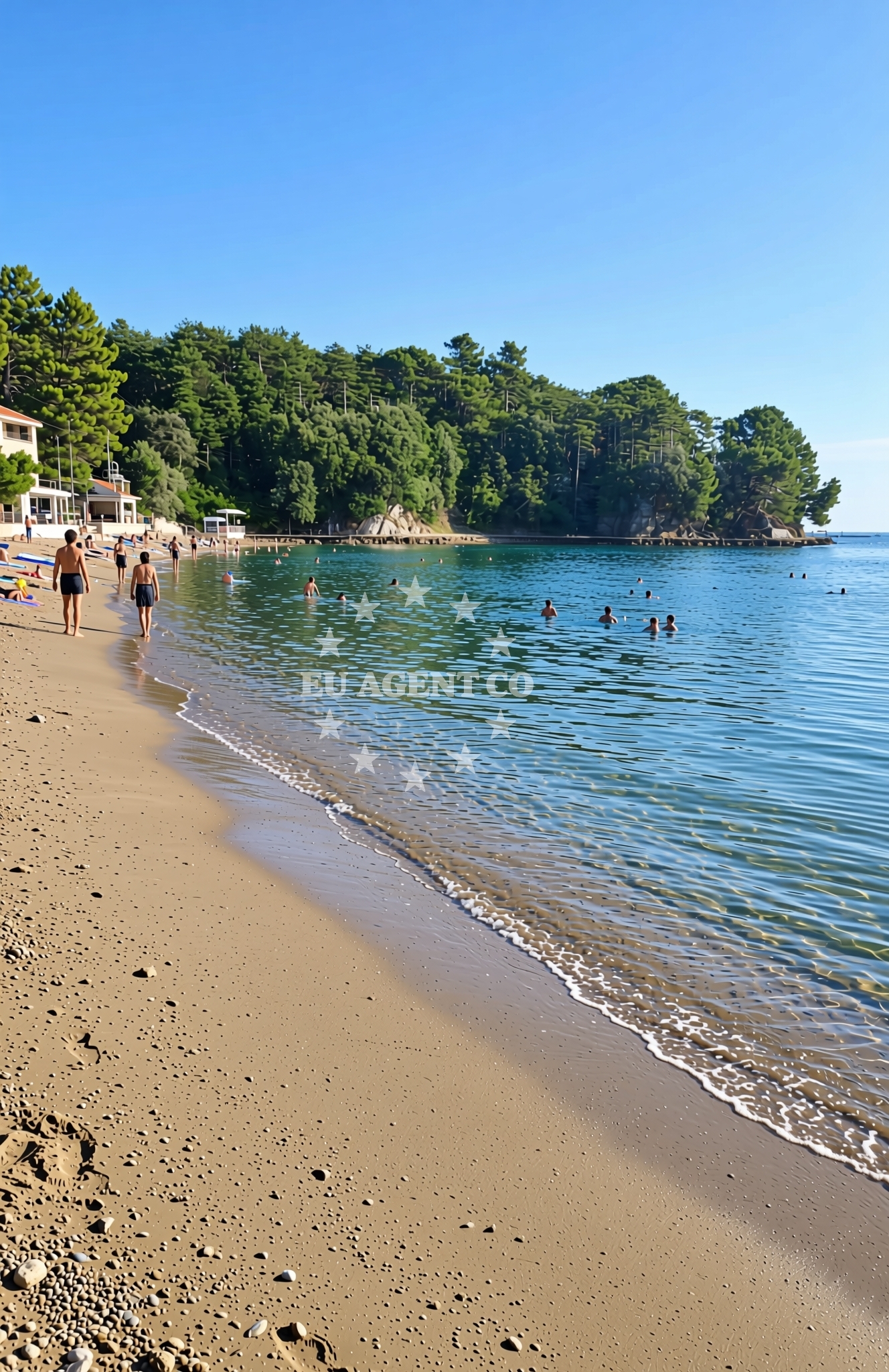 Sea and coastal view of Podfranovo sjever, Lopar (Rab) Beach in Podfranovo sjever