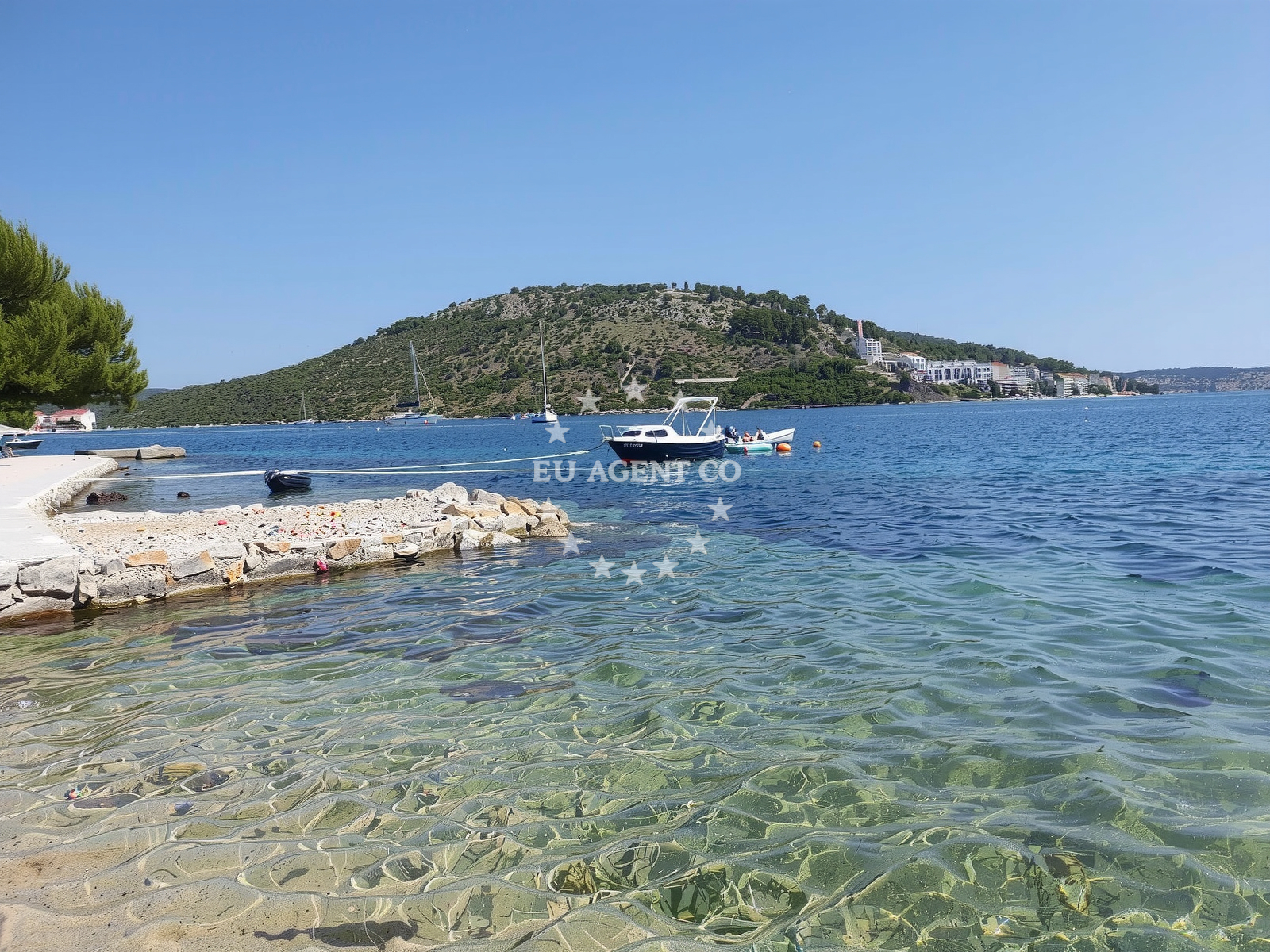 Sea and coastal view of Podglavica beach in Ždrilo 6 , Stupin Čeline, Rogoznica