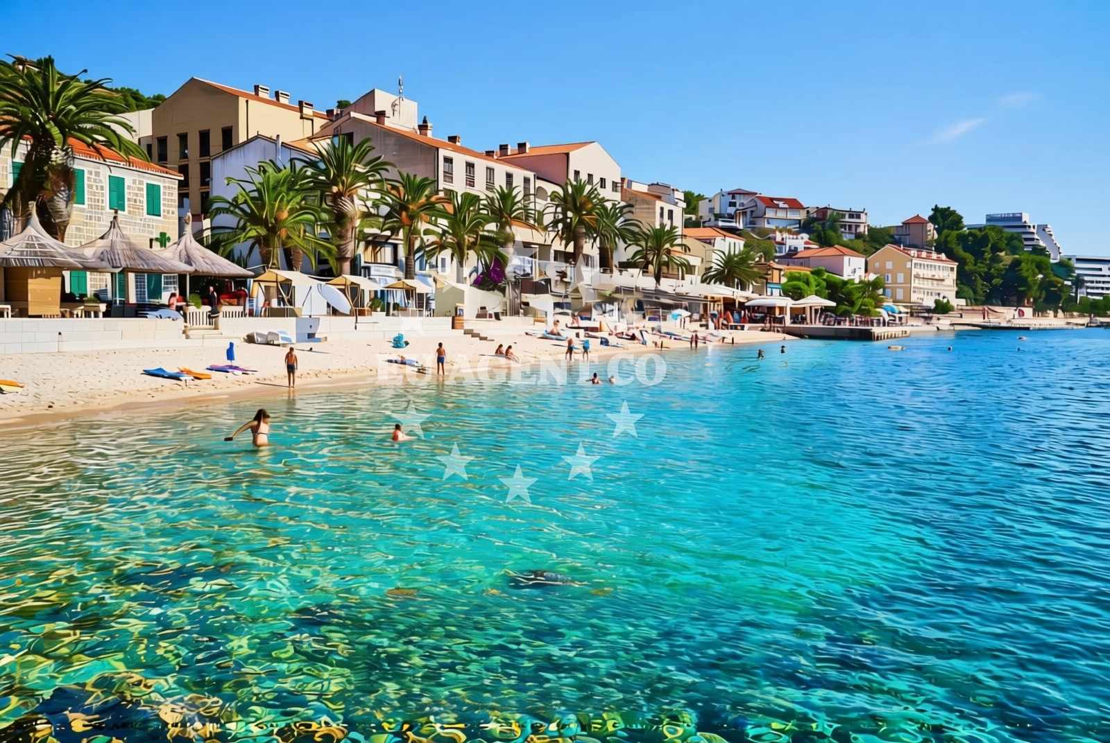 Shoreline and swimming area at Podgora, Podgora Beach in Podgora