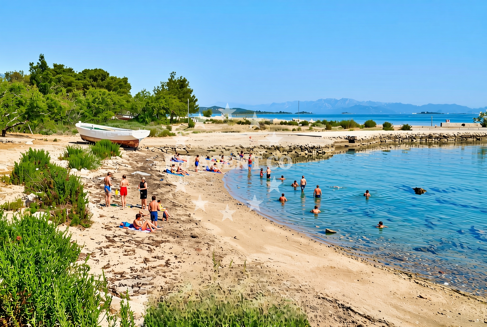 Sea and coastal view of Podgrad istok, Drače Beach in Podgrad istok