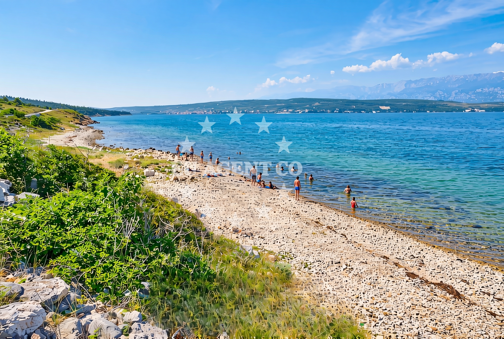 Overview of Podgradina istok, Podgradina (Posedarje) Beach in Podgradina istok