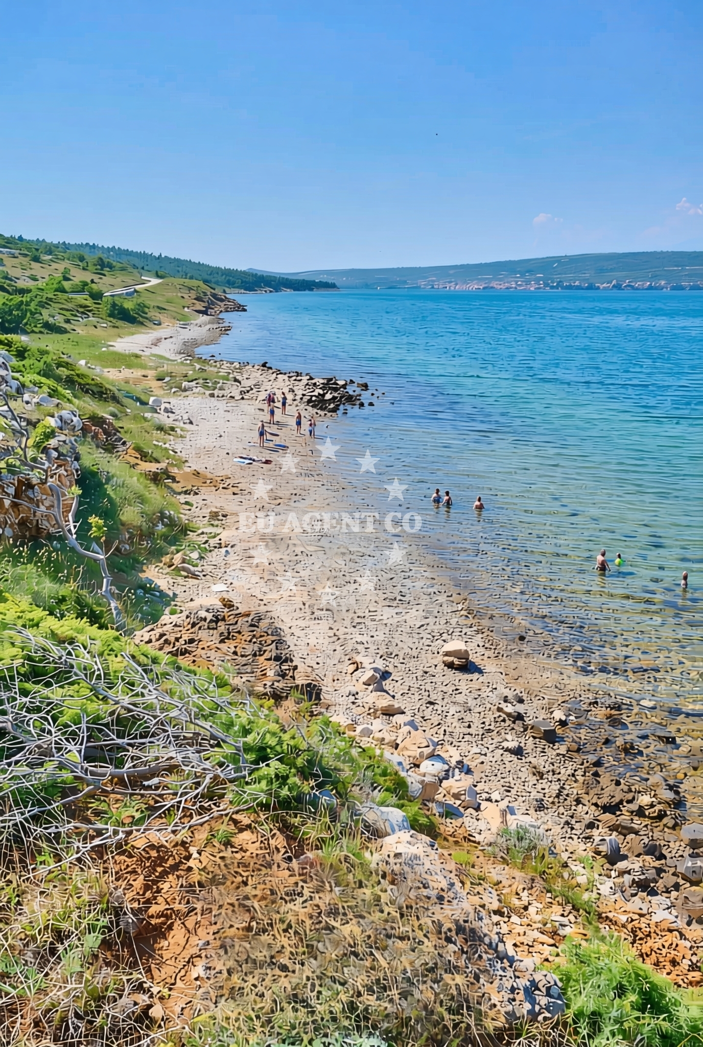 Shoreline and swimming area at Podgradina istok, Podgradina (Posedarje) Beach in Podgradina istok