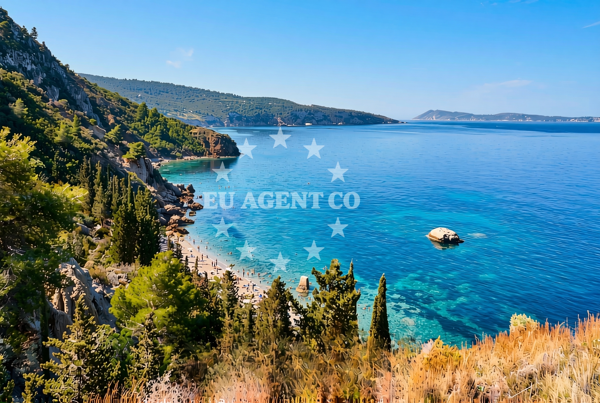 Shoreline and swimming area at Podhumlje (Vis): beaches and coves in Podhumlje (Vis)