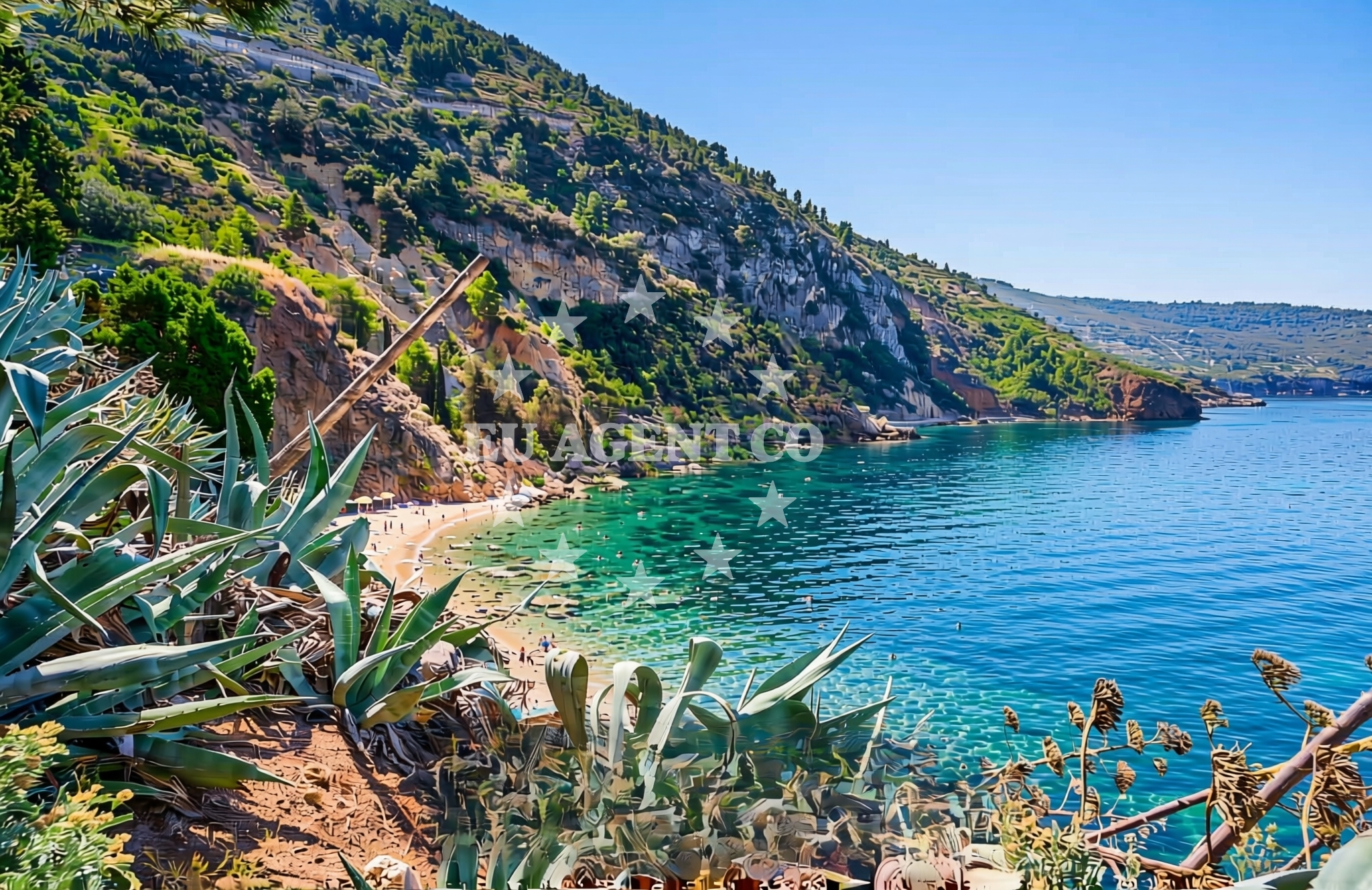 Sea and coastal view of Podhumlje (Vis): beaches and coves in Podhumlje (Vis)