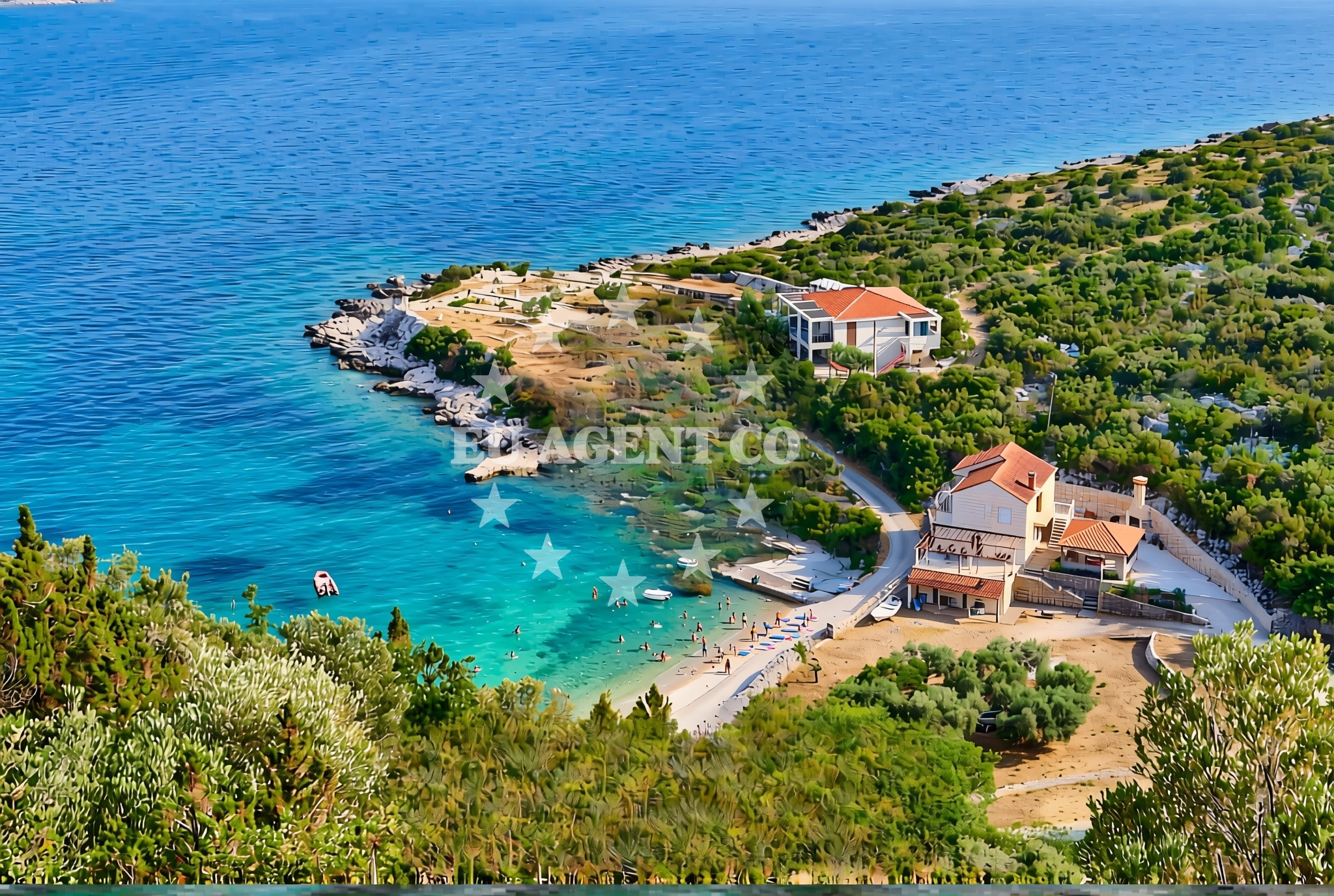 Overview of Podimoć: beaches and coves (1) in Podimoć