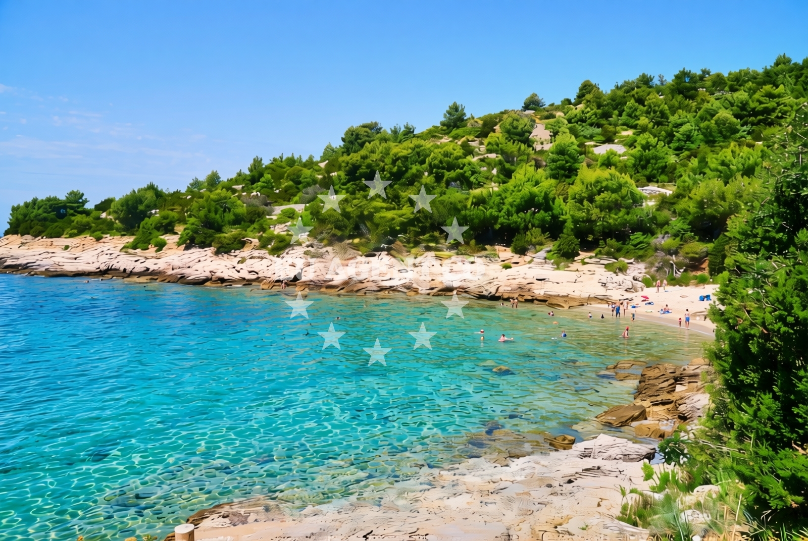 Shoreline and swimming area at Podjasenovac (Stella Maris), Jezera (Murter) Beach in Podjasenovac (Stella Maris)