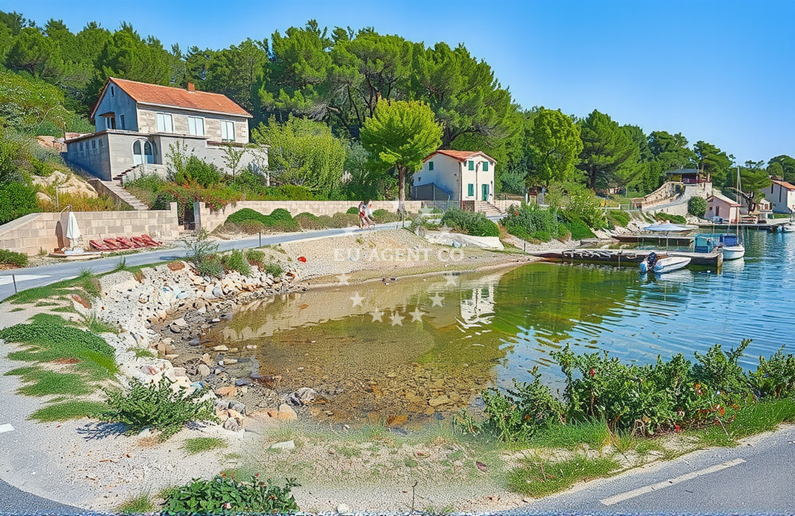 Shoreline and swimming area at Podkamenica beach in , Nečujam