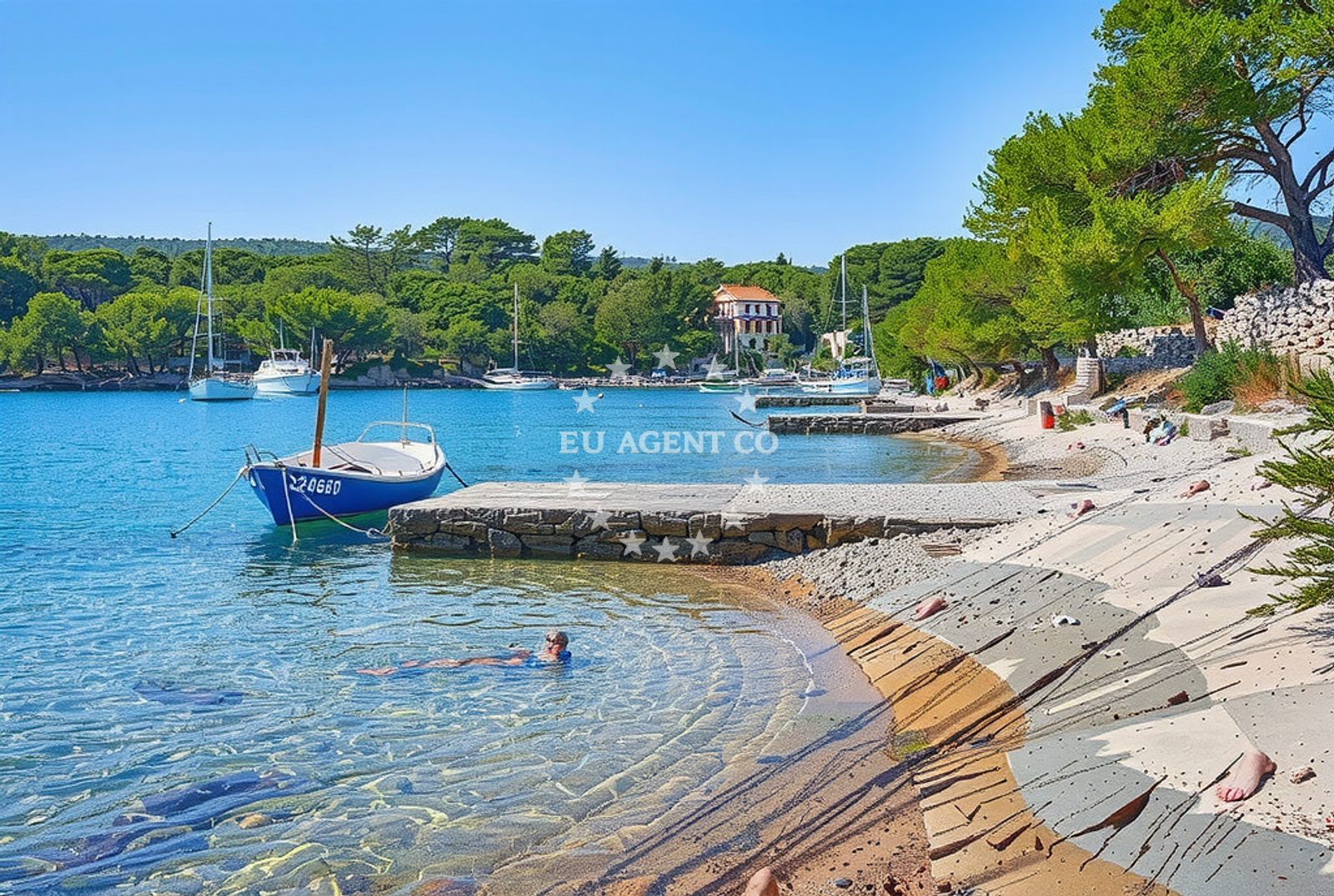 Beach facilities and surroundings at Podkamenica beach in , Nečujam