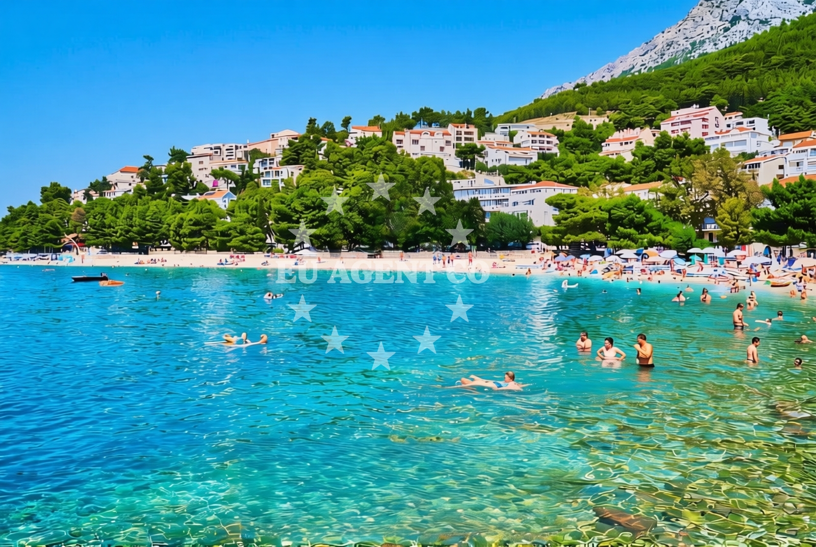 Shoreline and swimming area at Podluka, Baška Voda Beach in Podluka