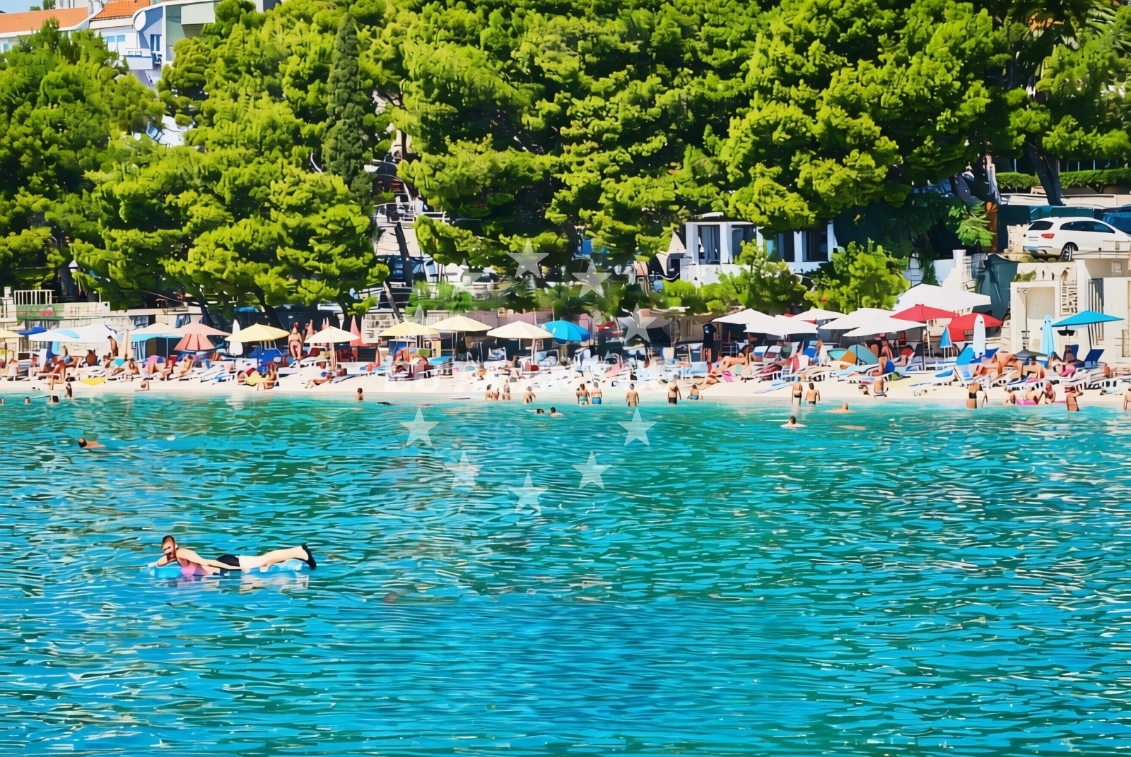 Sea and coastal view of Podluka, Baška Voda Beach in Podluka