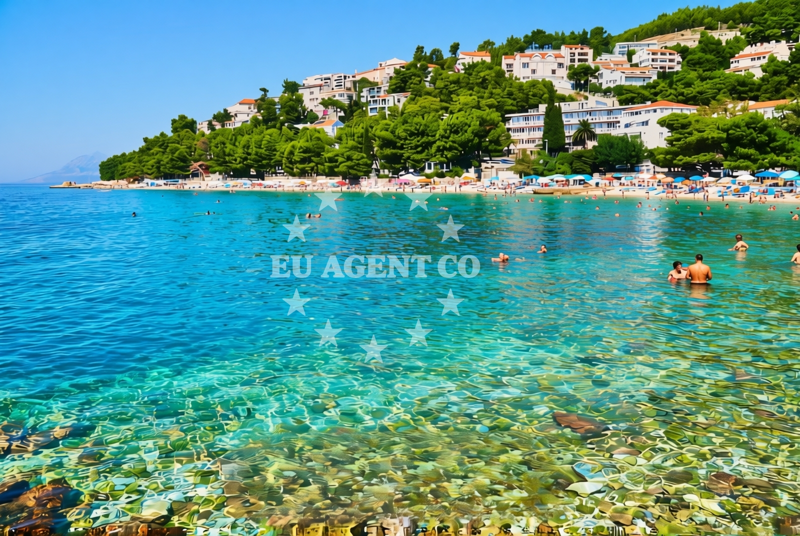 Beach facilities and surroundings at Podluka, Baška Voda Beach in Podluka
