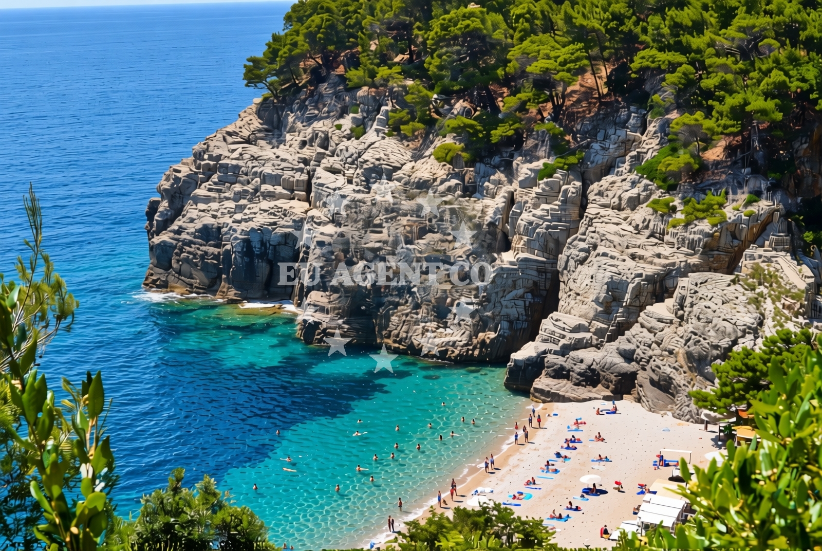 Sea and coastal view of Podrope, Ropa (Mljet) Beach in Podrope