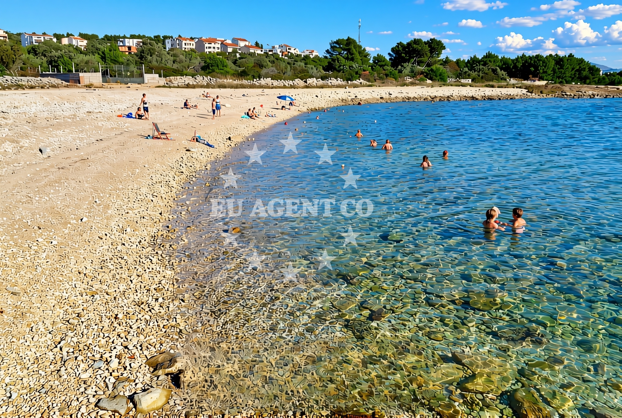 Beach facilities and surroundings at Podsolarsko, Šibenik Beach in Podsolarsko
