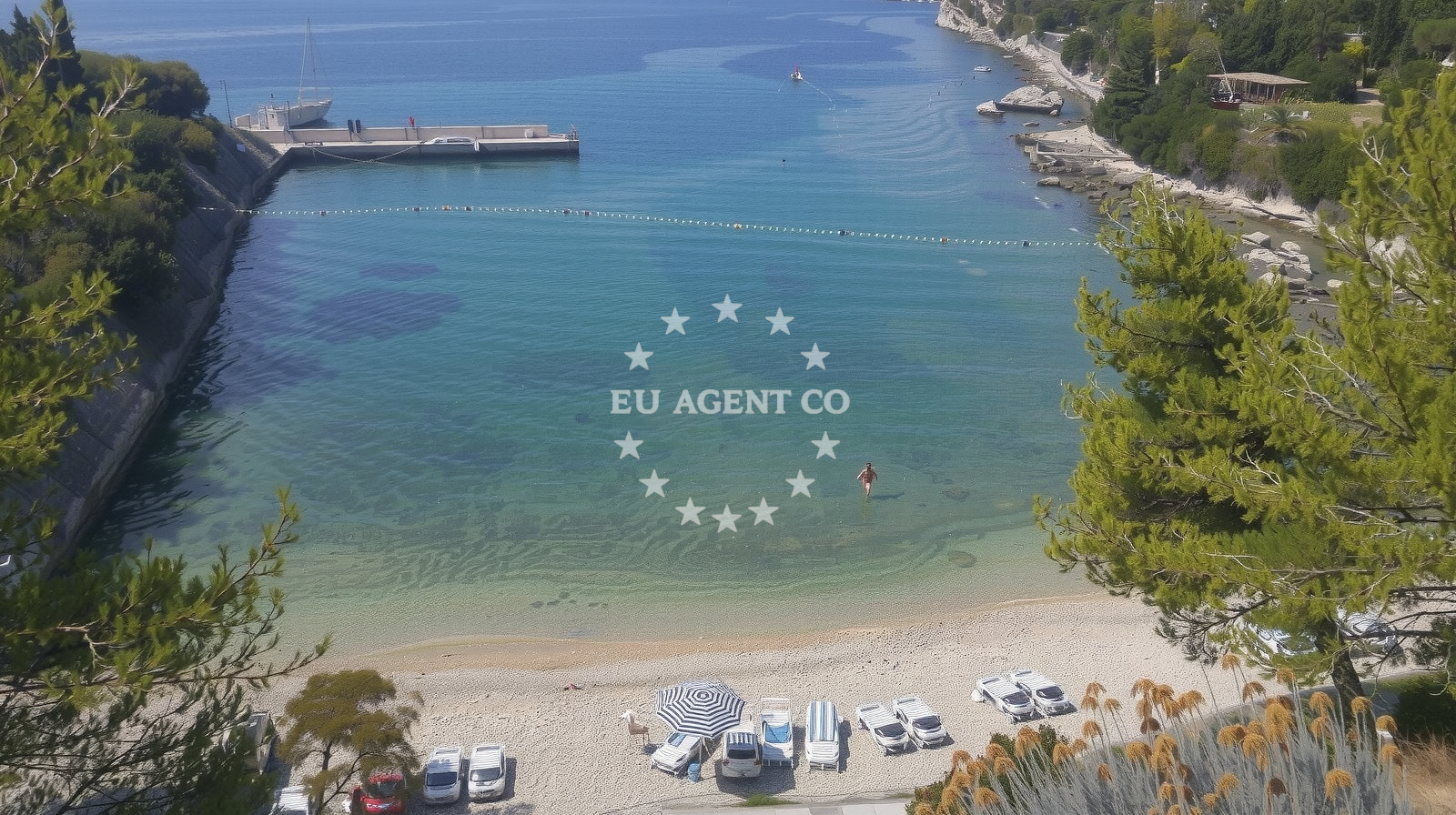 Beach facilities and surroundings at Podstine beach in Ivana Božitkovića 21, Hvar