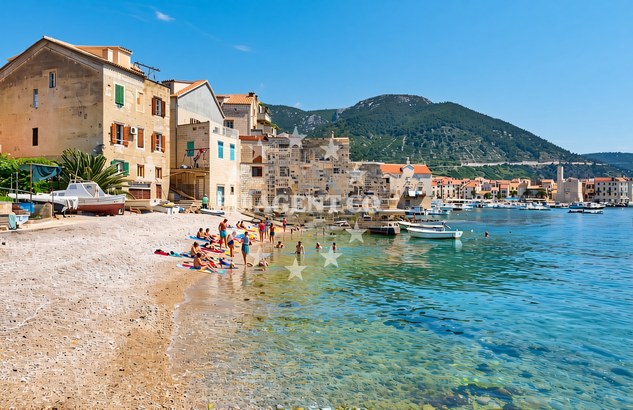 Sea and coastal view of Pol Cimprijanovo, Komiža (Vis) Beach in Pol Cimprijanovo
