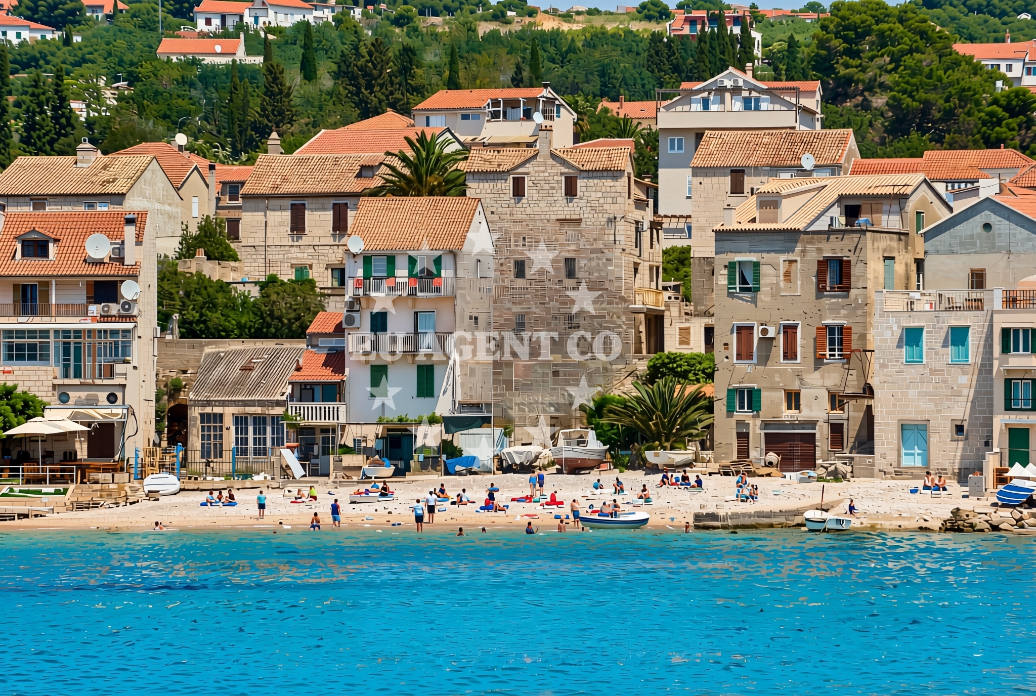 Beach facilities and surroundings at Pol Cimprijanovo, Komiža (Vis) Beach in Pol Cimprijanovo