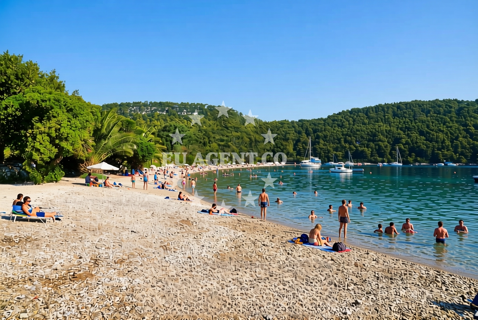 Overview of Polače (Mljet): beaches and coves (1) in Polače (Mljet)