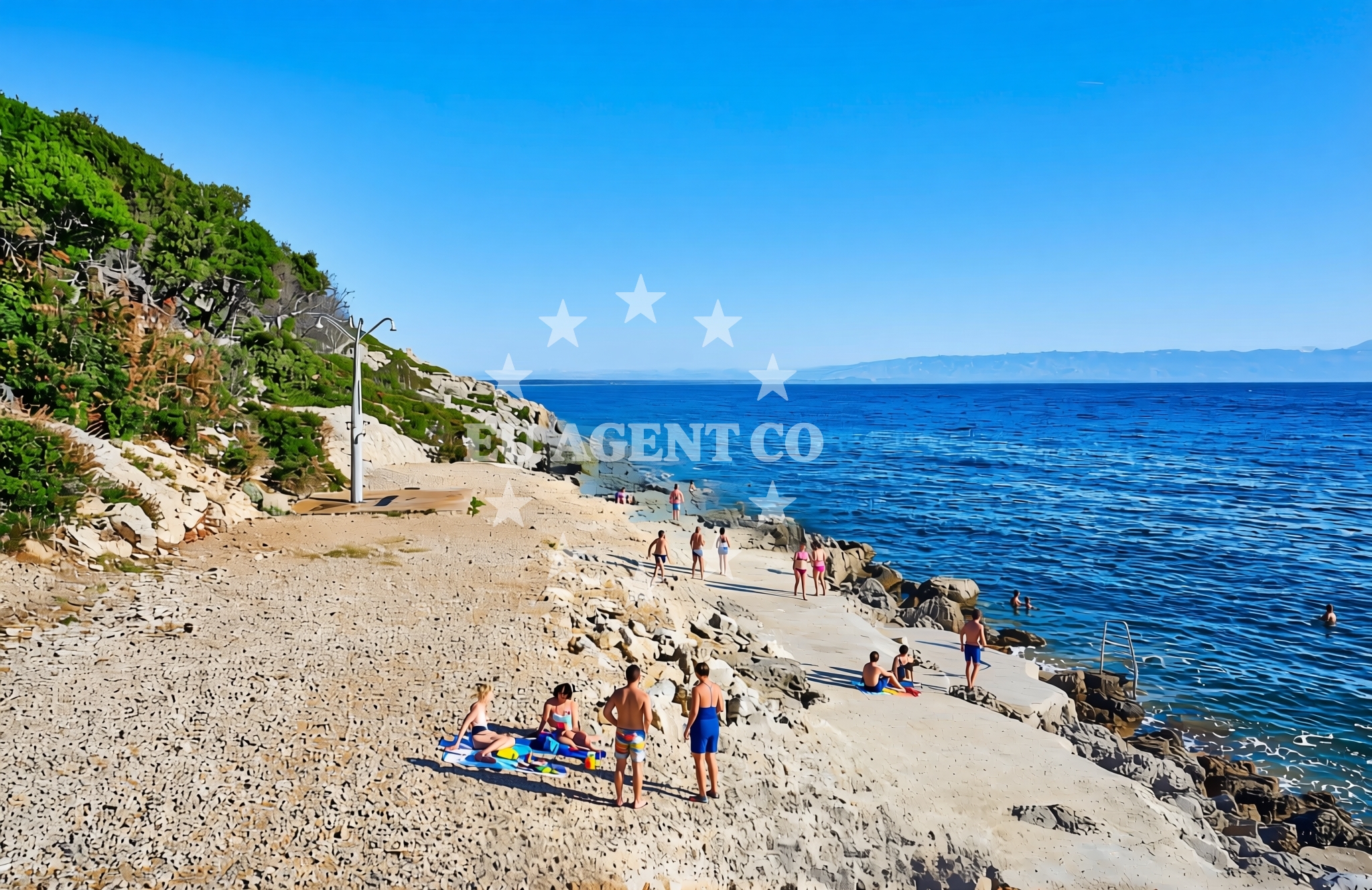 Beach facilities and surroundings at Poljana (FKK), Mali Lošinj (Lošinj) Beach in Poljana (FKK)
