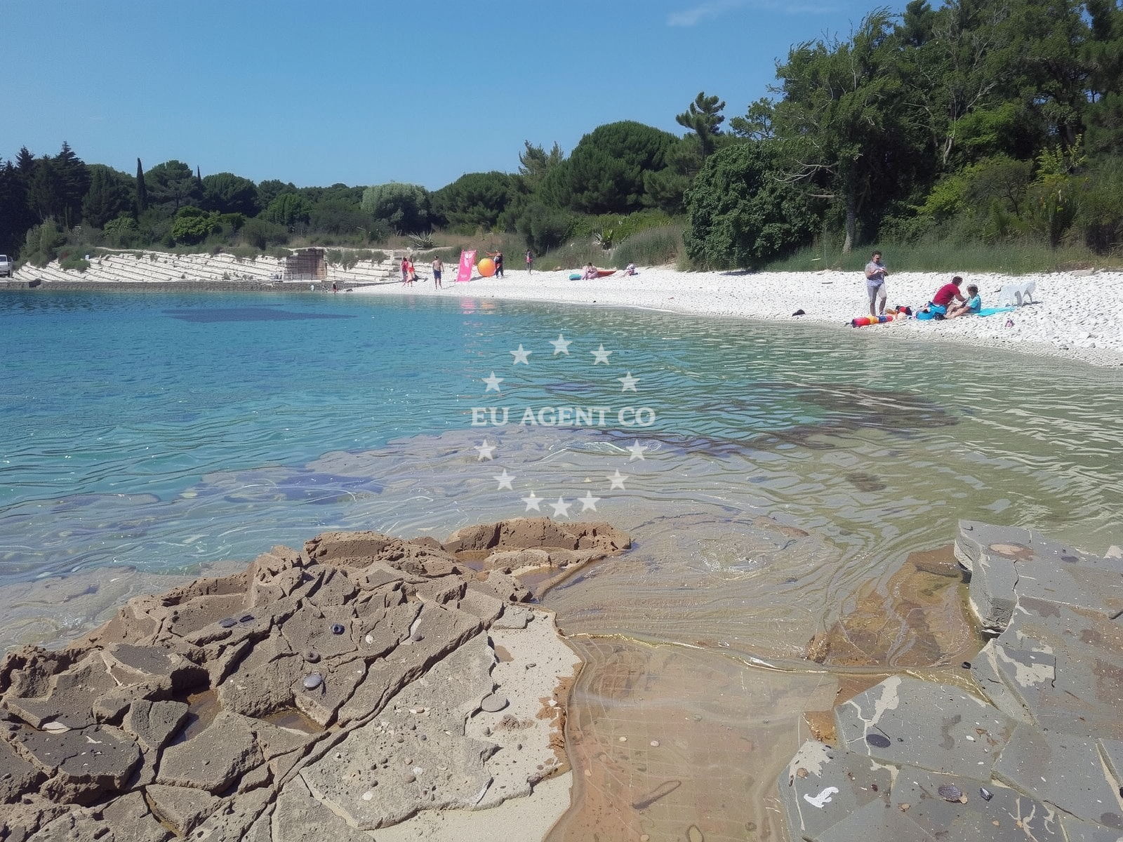 Shoreline and swimming area at Polje beach in 218 Selo 1, Premantura