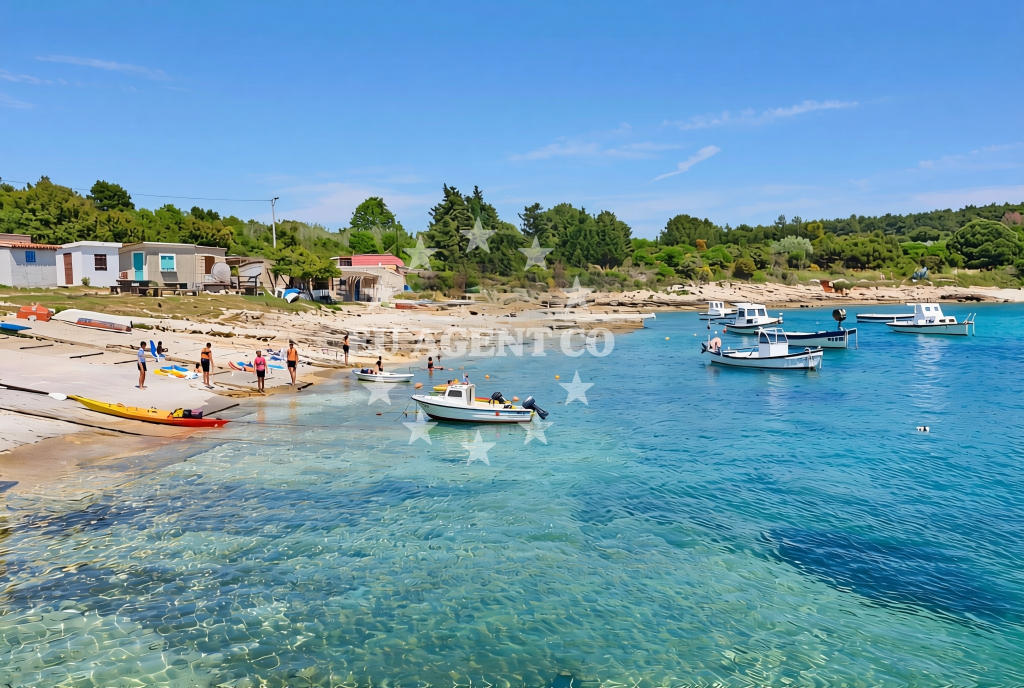 Shoreline and swimming area at Polje sredina, Premantura Beach in Polje sredina