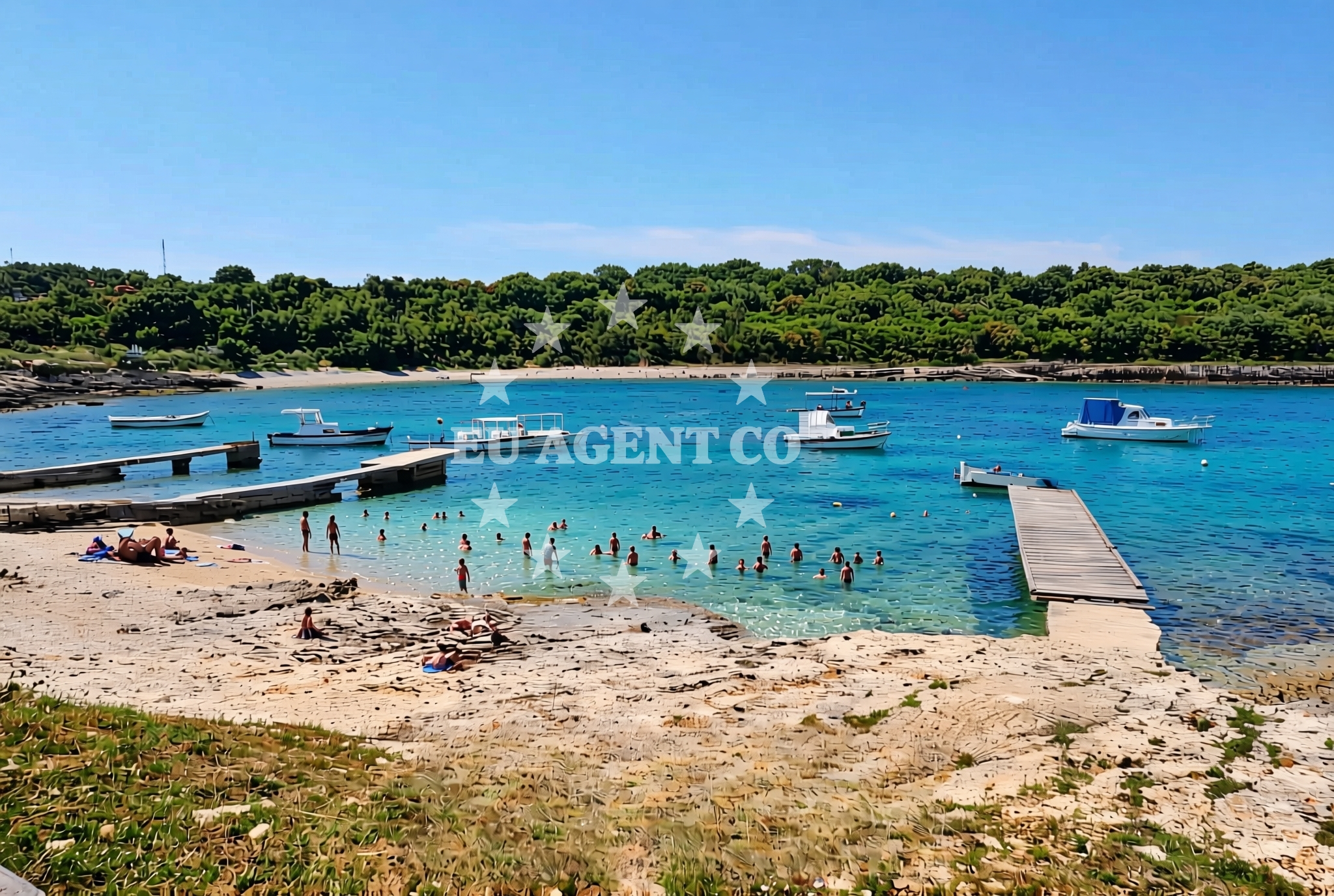 Sea and coastal view of Polje sredina, Premantura Beach in Polje sredina