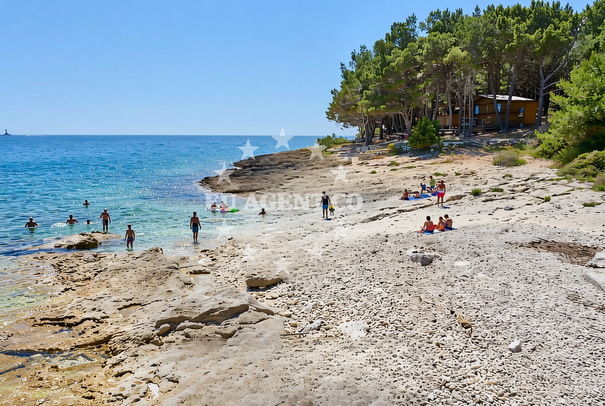Shoreline and swimming area at Polje zapad, Premantura Beach in Polje zapad