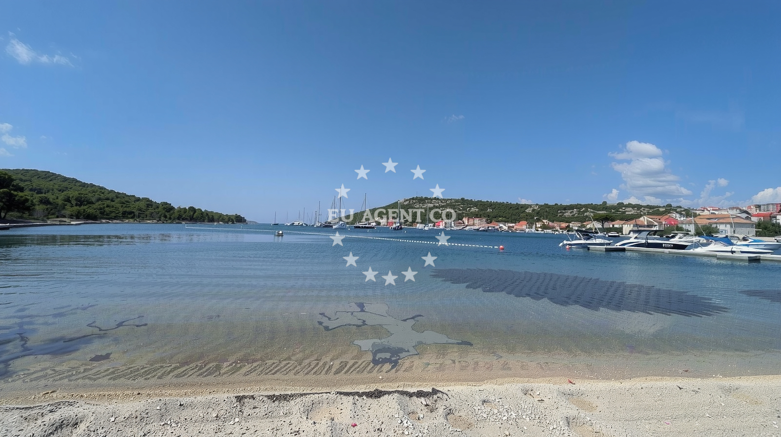 Shoreline and swimming area at Polokva Beach in Put sela 2, Kaprije, Kaprije