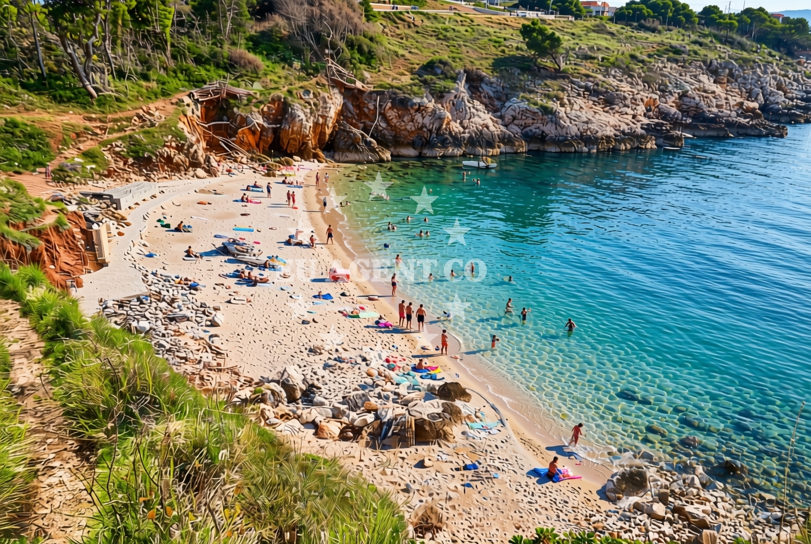 Shoreline and swimming area at Polovica, Porat (Krk) Beach in Polovica