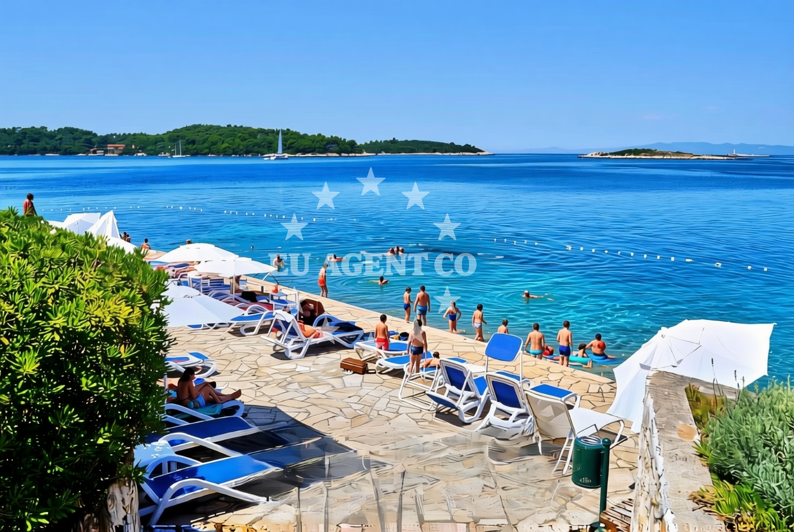Overview of Pomena (Mljet): beaches and coves (1) in Pomena (Mljet)