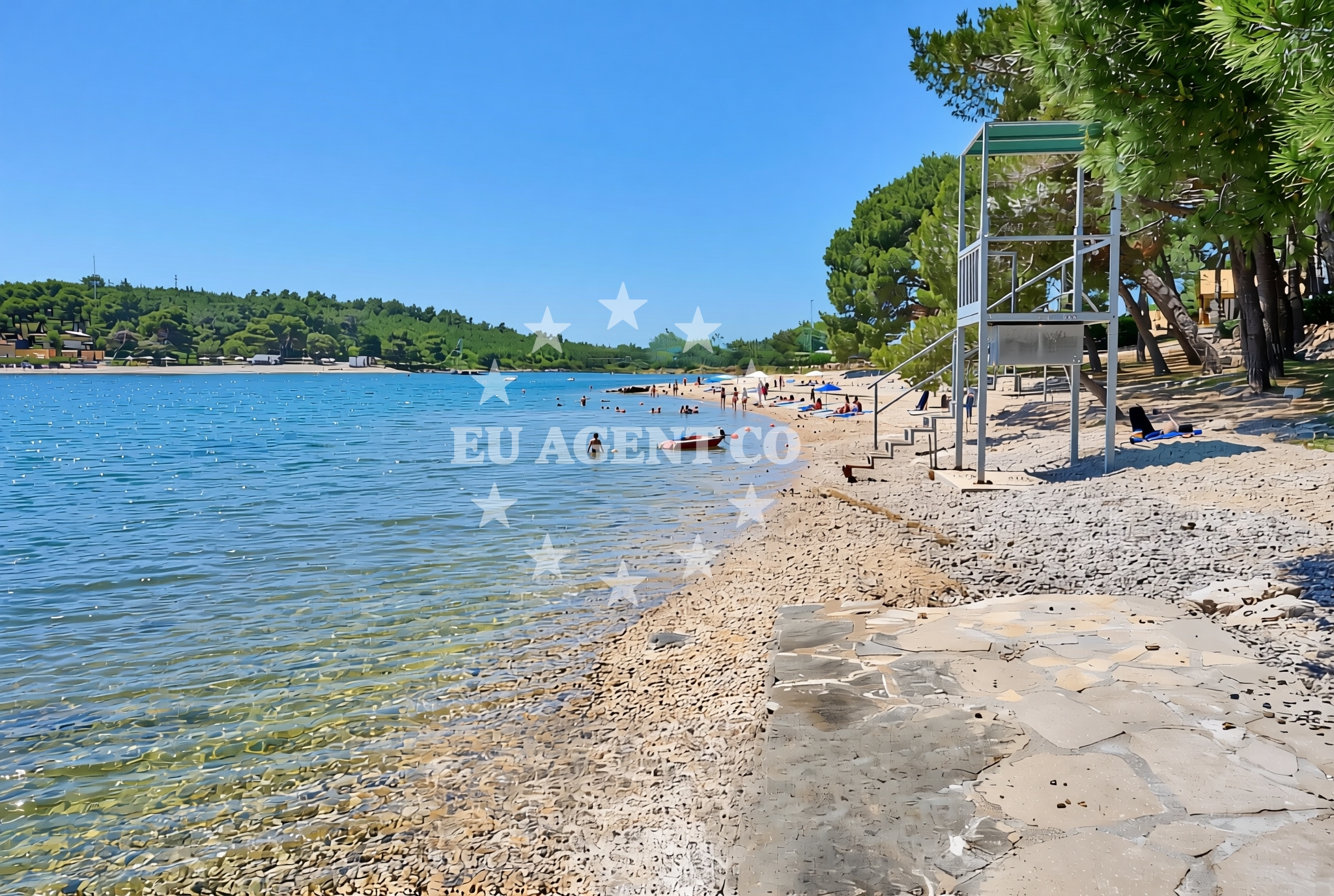 Sea and coastal view of Pomer: beaches and coves (3) in Pomer