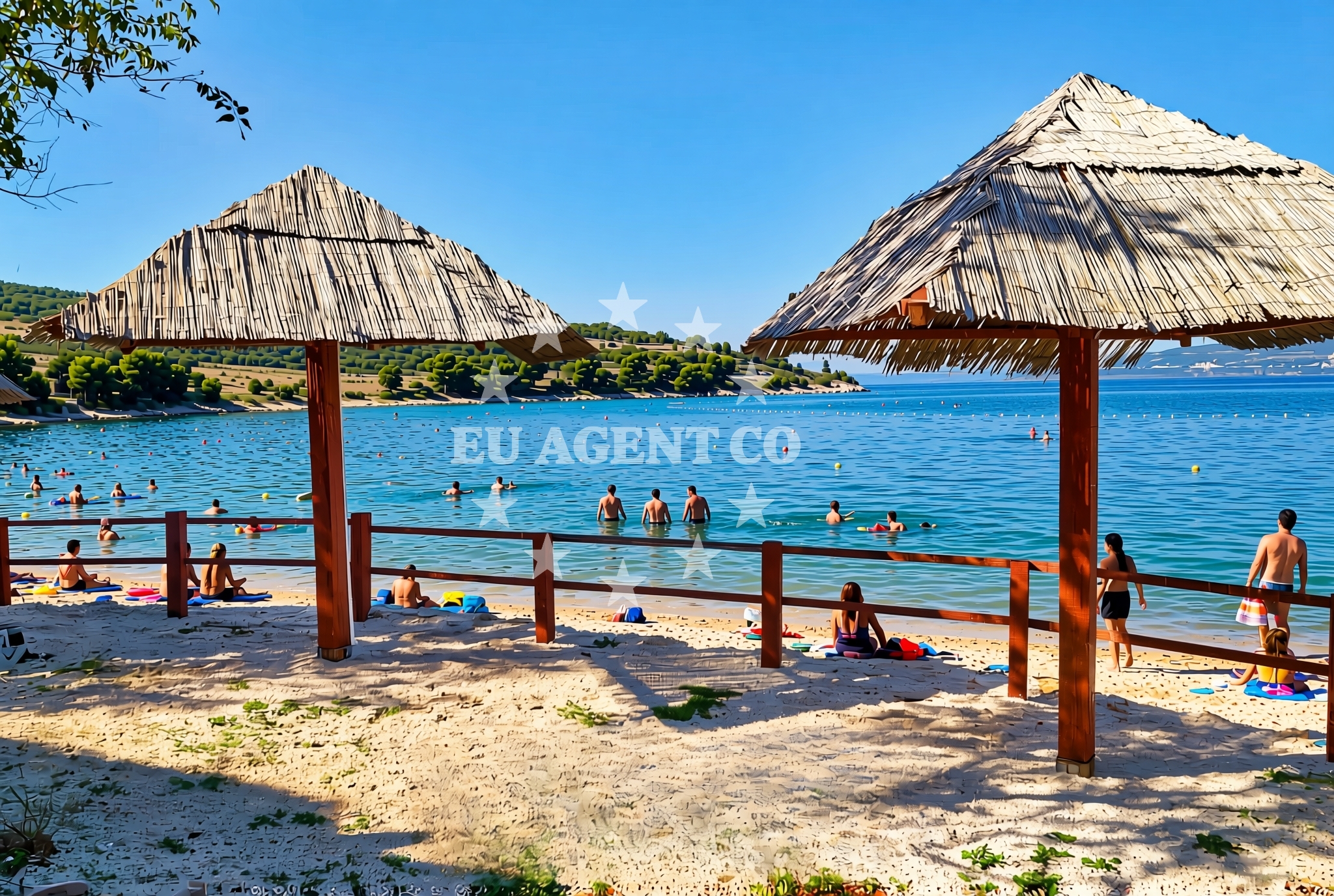 Shoreline and swimming area at Pomišalj, Kruševo (Obrovac) Beach in Pomišalj
