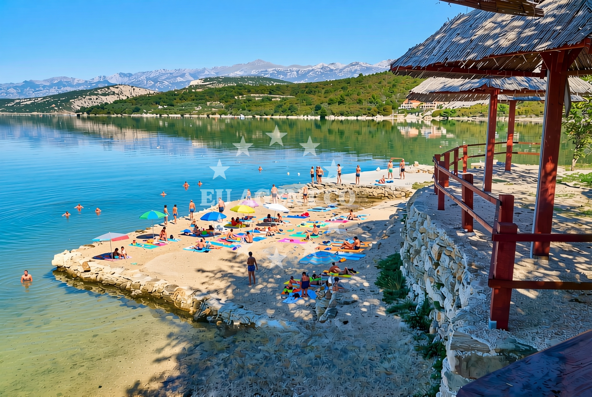Sea and coastal view of Pomišalj, Kruševo (Obrovac) Beach in Pomišalj