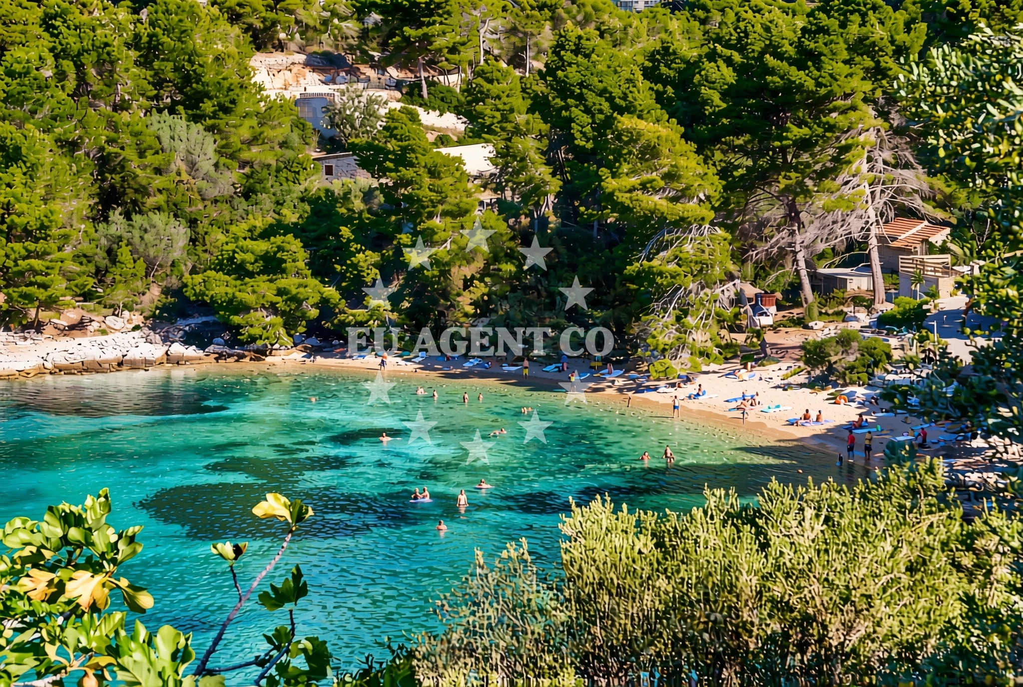 Overview of Poplat sjever, Vela Luka (Korčula) Beach in Poplat sjever