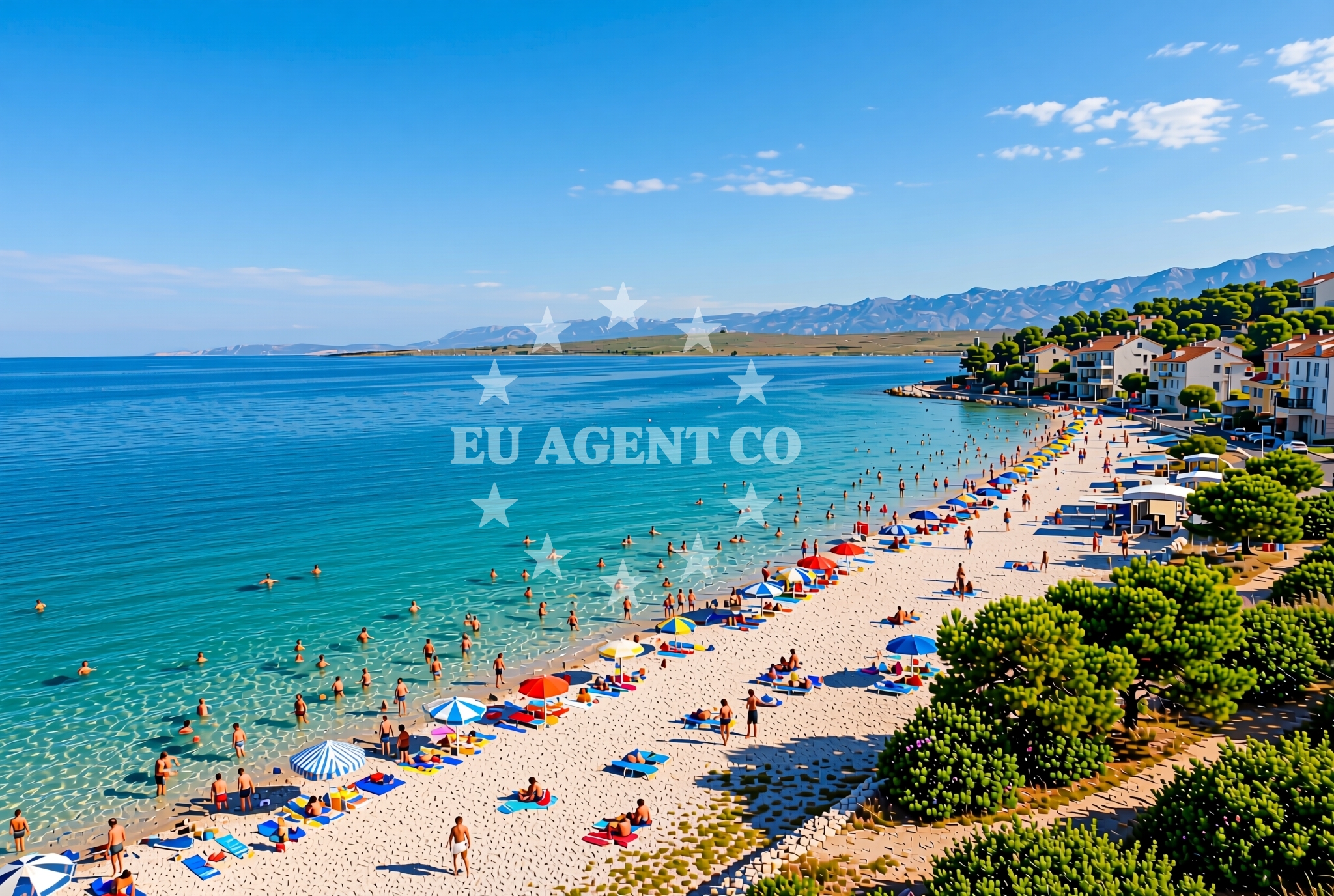 Shoreline and swimming area at Popraština istok, Vir (Vir) Beach in Popraština istok