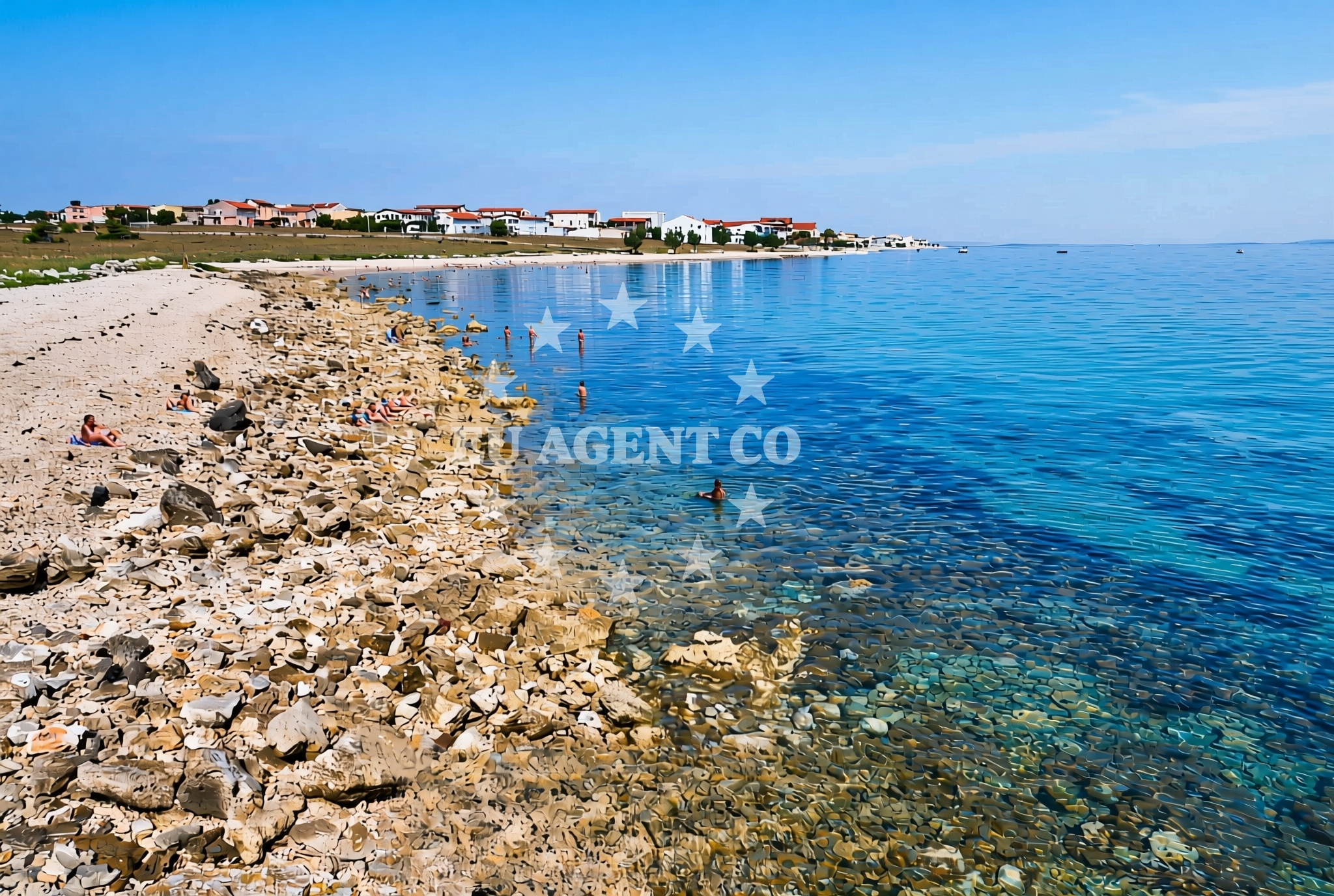 Sea and coastal view of Popraština istok, Vir (Vir) Beach in Popraština istok