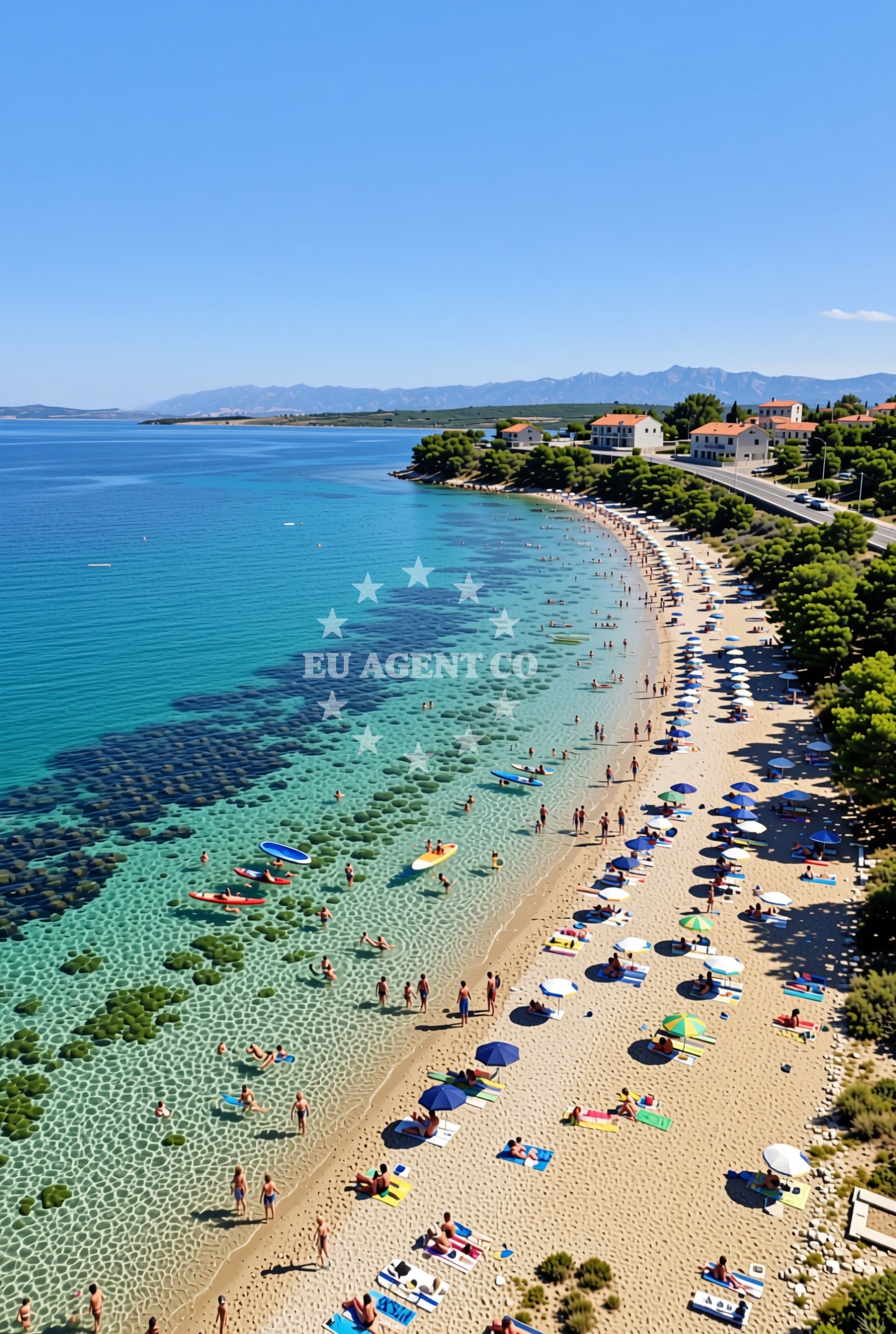 Sea and coastal view of Popraština zapad, Vir (Vir) Beach in Popraština zapad
