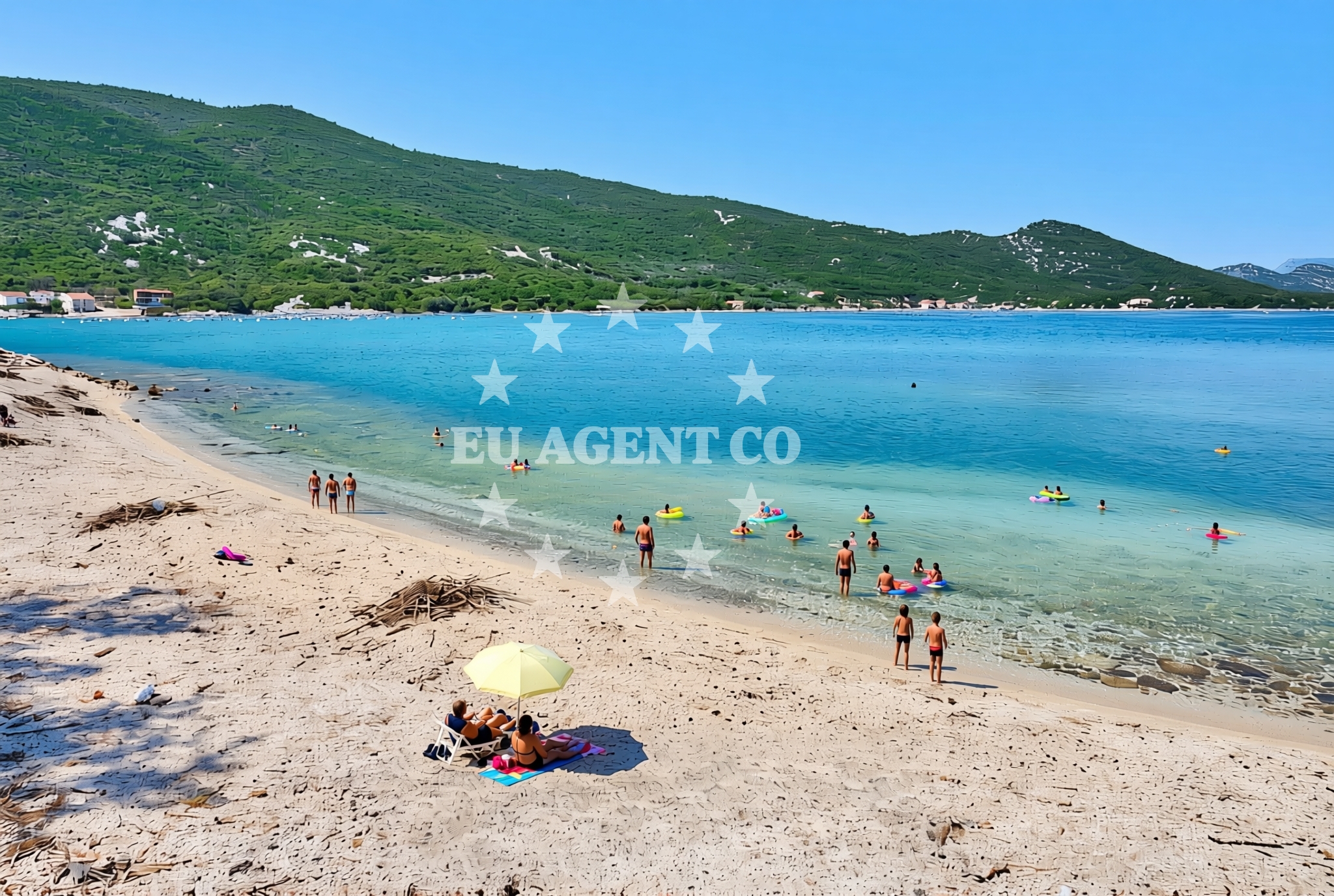Beach facilities and surroundings at Porat, Brijesta Beach in Porat