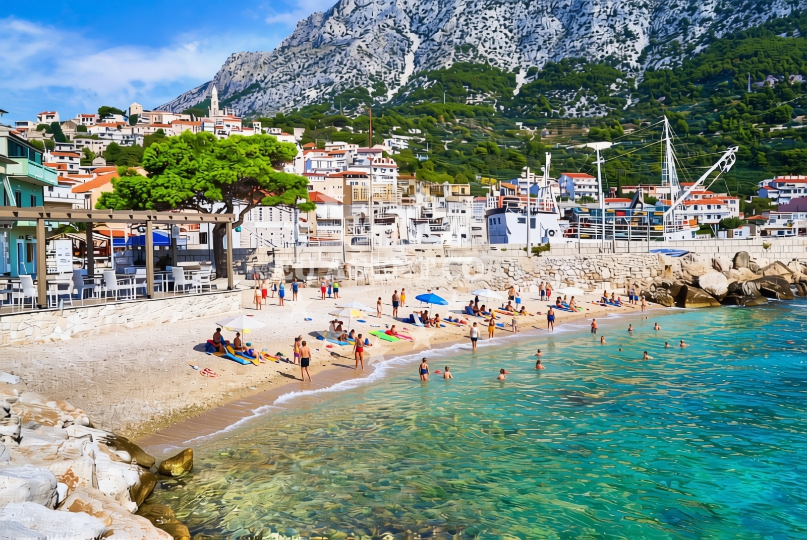 Sea and coastal view of Porat, Igrane Beach in Porat