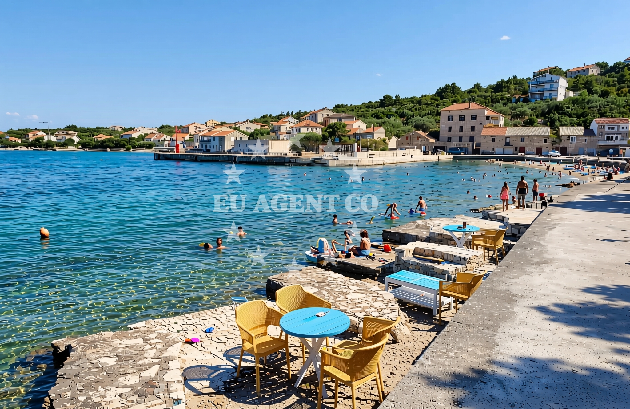 Shoreline and swimming area at Porat Komoševa, Mali Iž (Iž) Beach in Porat Komoševa