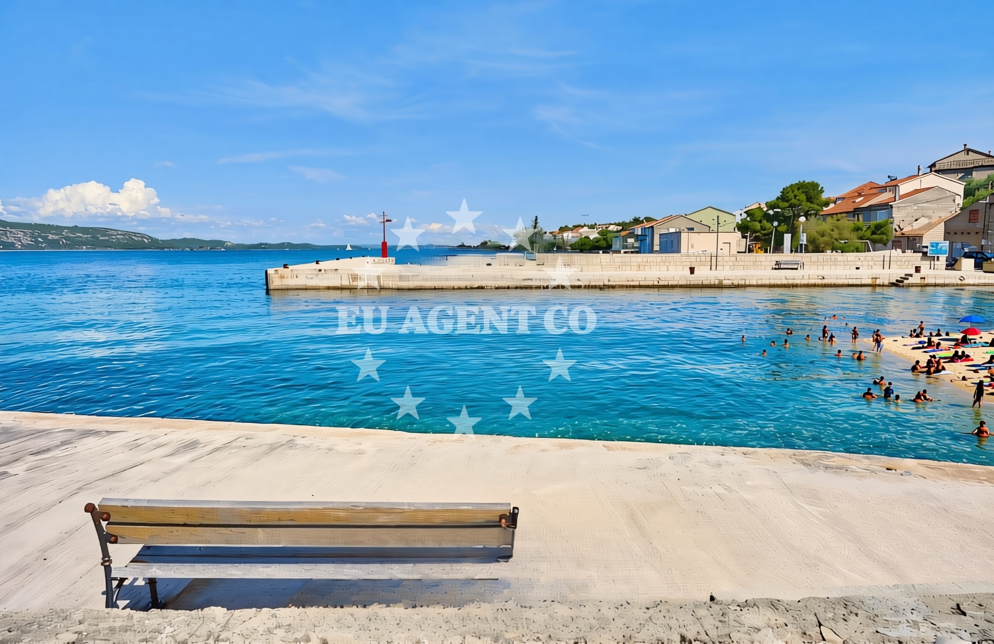 Sea and coastal view of Porat Komoševa, Mali Iž (Iž) Beach in Porat Komoševa