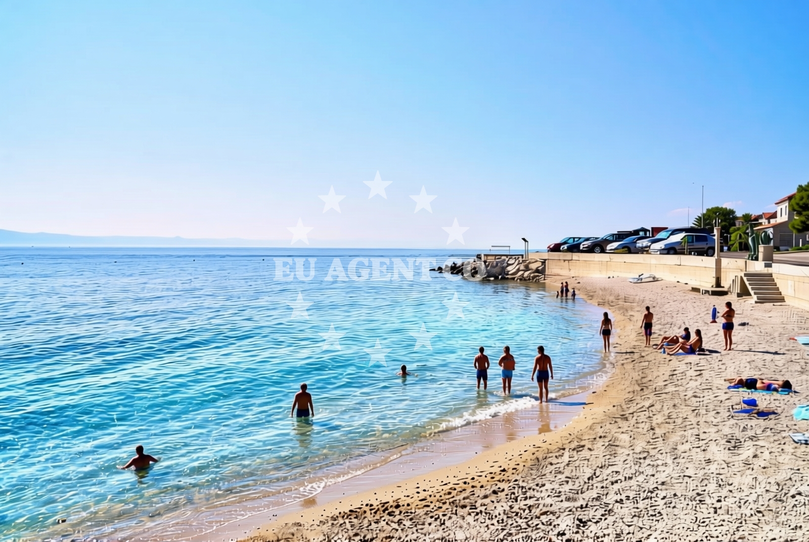Shoreline and swimming area at Porat, Podgora Beach in Porat