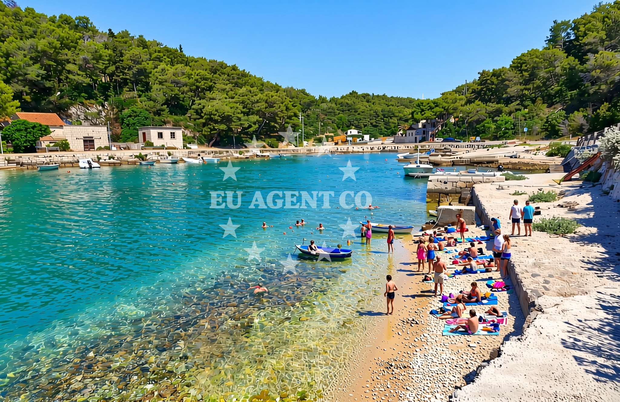 Overview of Porat, Selca (Brač) Beach in Porat