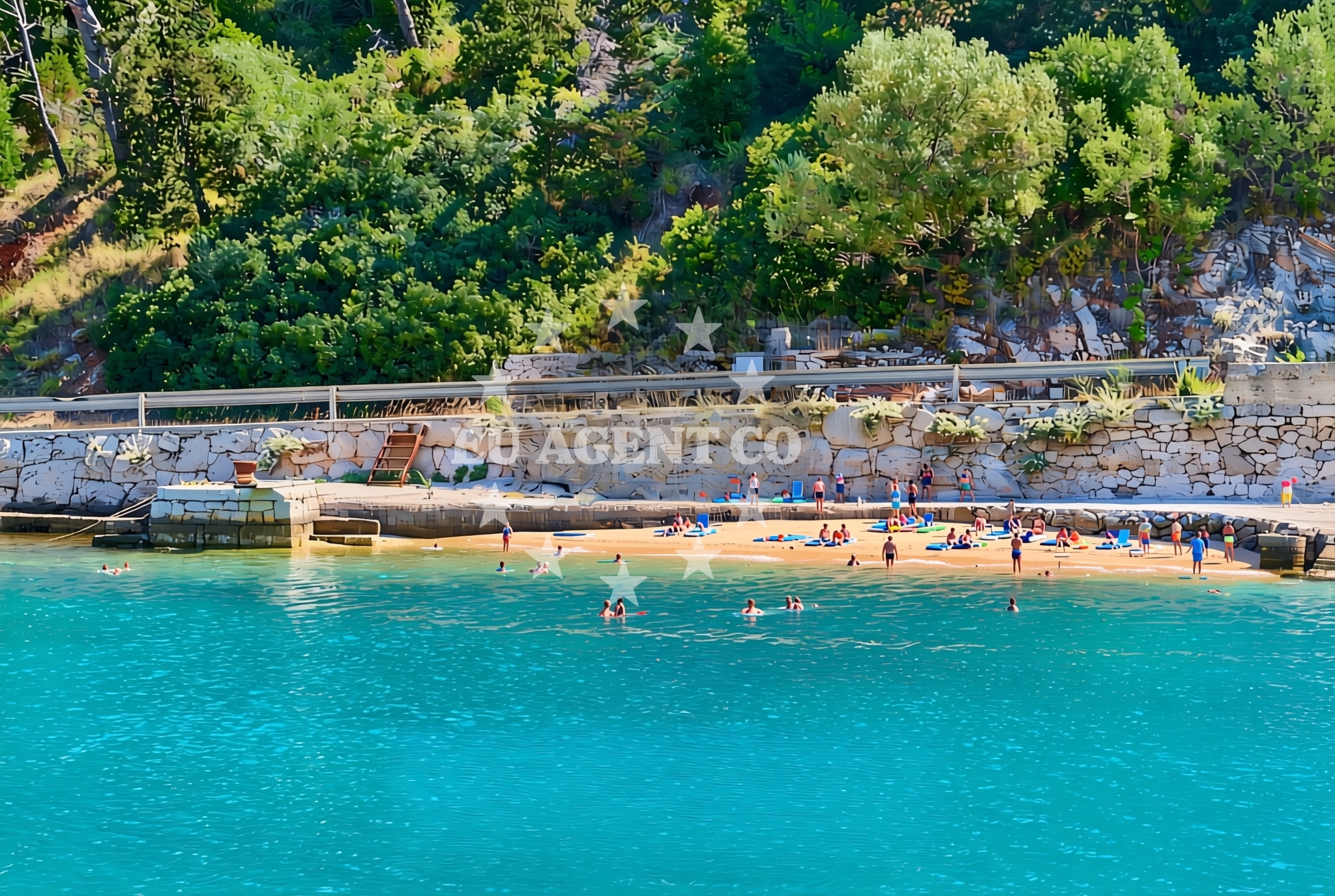 Shoreline and swimming area at Porat, Selca (Brač) Beach in Porat